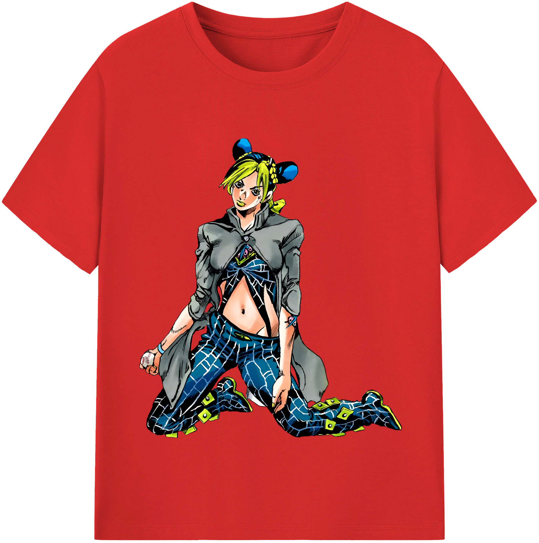 （画像用） "ジョジョの奇妙な冒険 くうじょう ジョリーン JoJo's Bizarre Adventure Jolyne Cujoh " 綿100％半袖Tシャツ（フロントプリント）