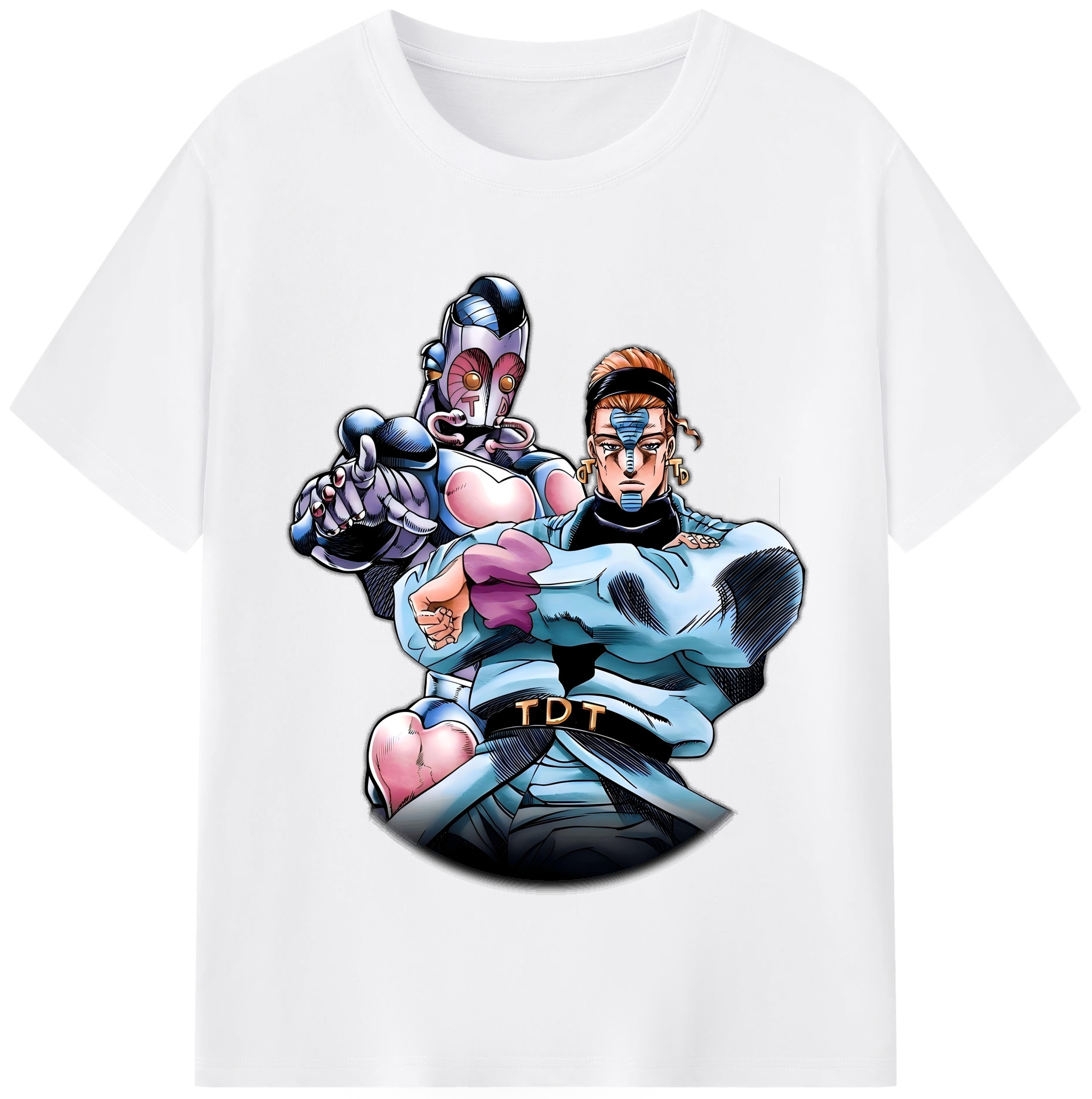 （画像用） ジョジョの奇妙な冒険 ひがしかた じょうすけ JoJo's Bizarre Adventure Higashikata Josuke 綿100％半袖Tシャツ（フロントプリント）