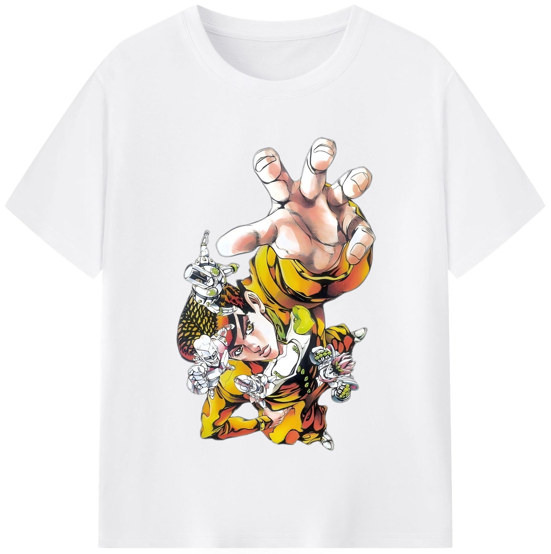 （画像用） ジョジョの奇妙な冒険 ひがしかた じょうすけ JoJo's Bizarre Adventure Higashikata Josuke 綿100％半袖Tシャツ（フロントプリント）