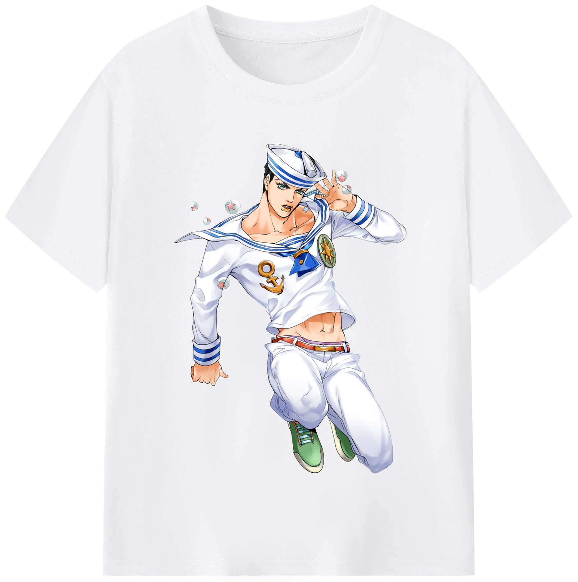 （画像用） ジョジョの奇妙な冒険 東方定助 JoJo's Bizarre Adventure Higashikata Josuke 綿100％半袖Tシャツ（フロントプリント）
