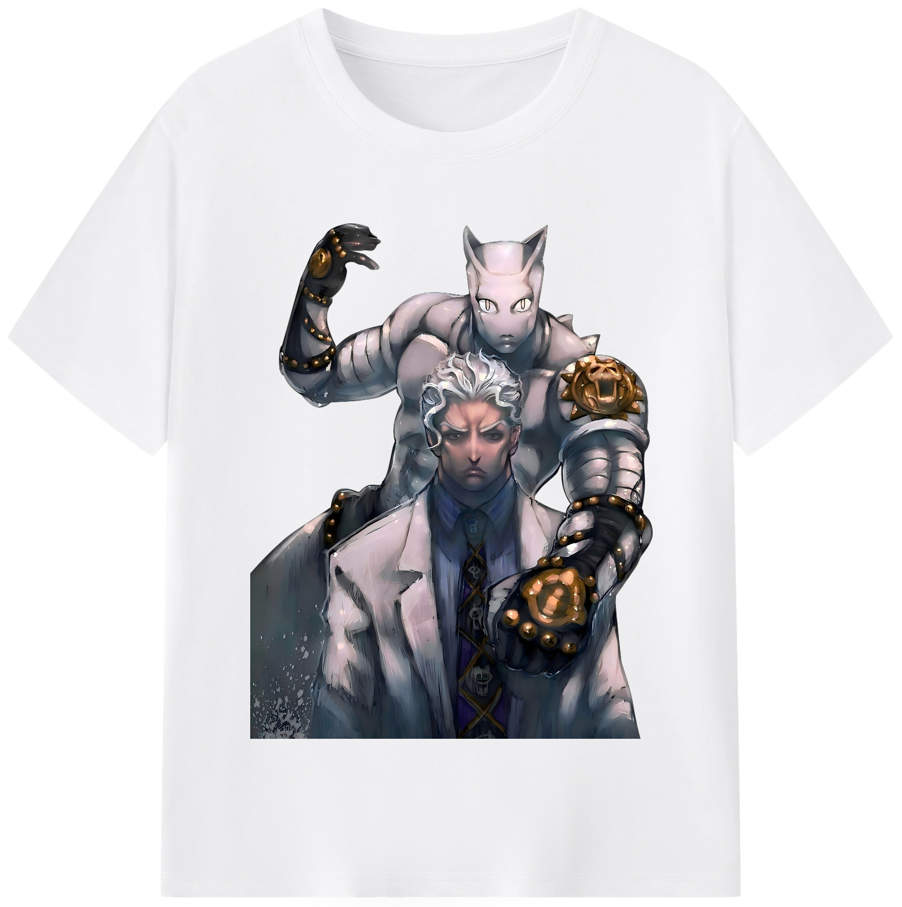 （画像用） ジョジョの奇妙な冒険 きら よしかげ JoJo's Bizarre Adventure Kira Yoshikage 綿100％半袖Tシャツ（フロントプリント）
