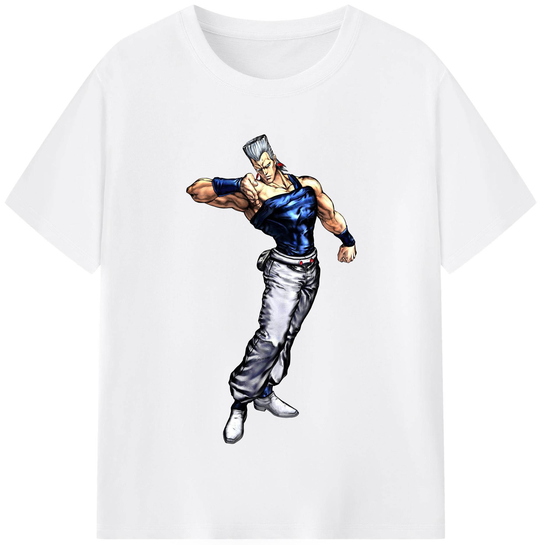 （画像用） ジョジョの奇妙な冒険 ジャン＝ピエール?ポルナレフ JoJo's Bizarre Adventure Jan Pierre Polnareff 綿100％半袖Tシャツ（フロントプリント）