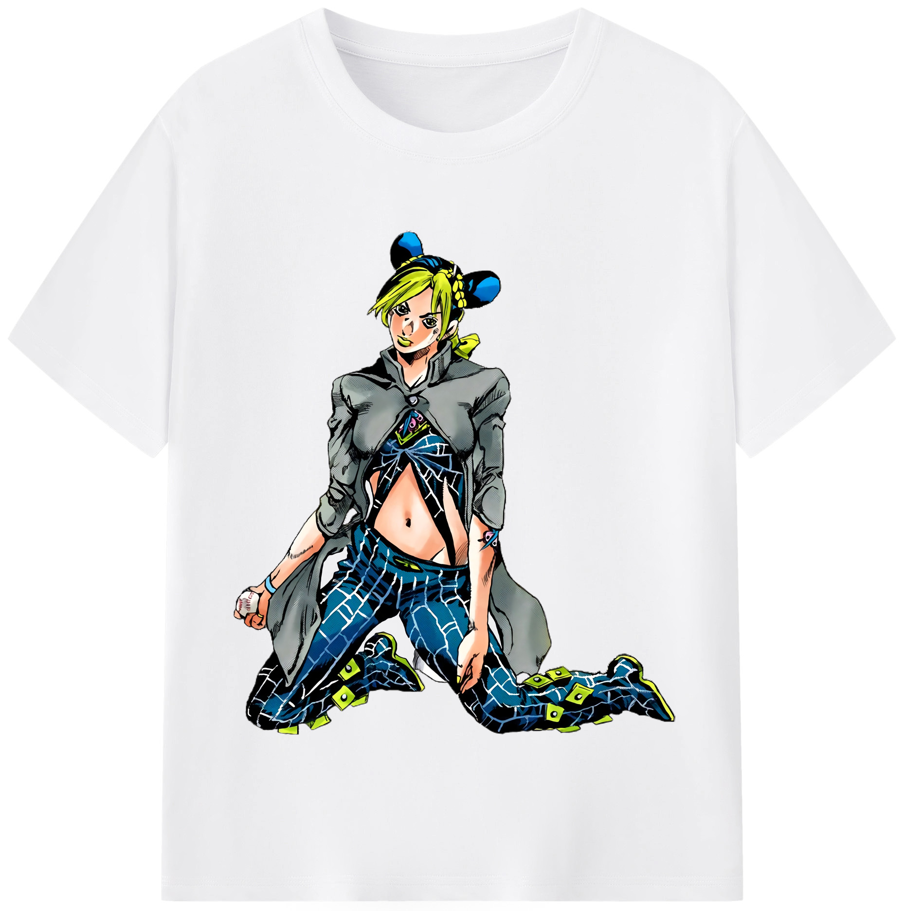 （画像用） "ジョジョの奇妙な冒険 くうじょう ジョリーン JoJo's Bizarre Adventure Jolyne Cujoh " 綿100％半袖Tシャツ（フロントプリント）