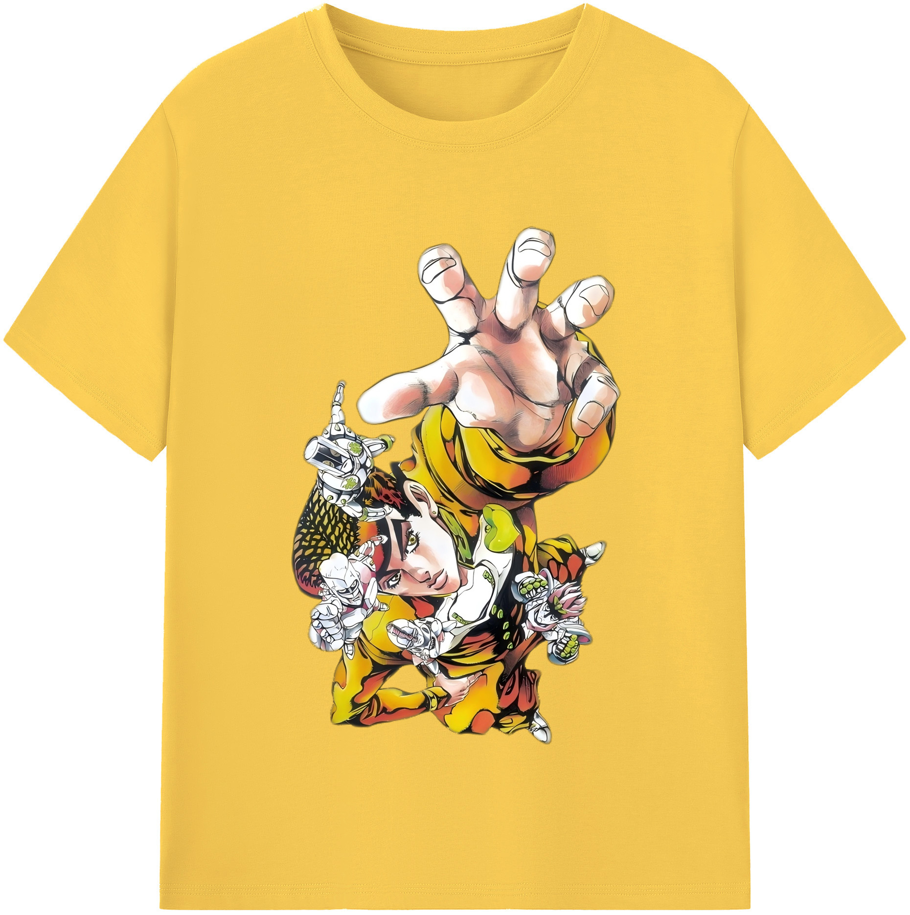 （画像用） ジョジョの奇妙な冒険 ひがしかた じょうすけ JoJo's Bizarre Adventure Higashikata Josuke 綿100％半袖Tシャツ（フロントプリント）
