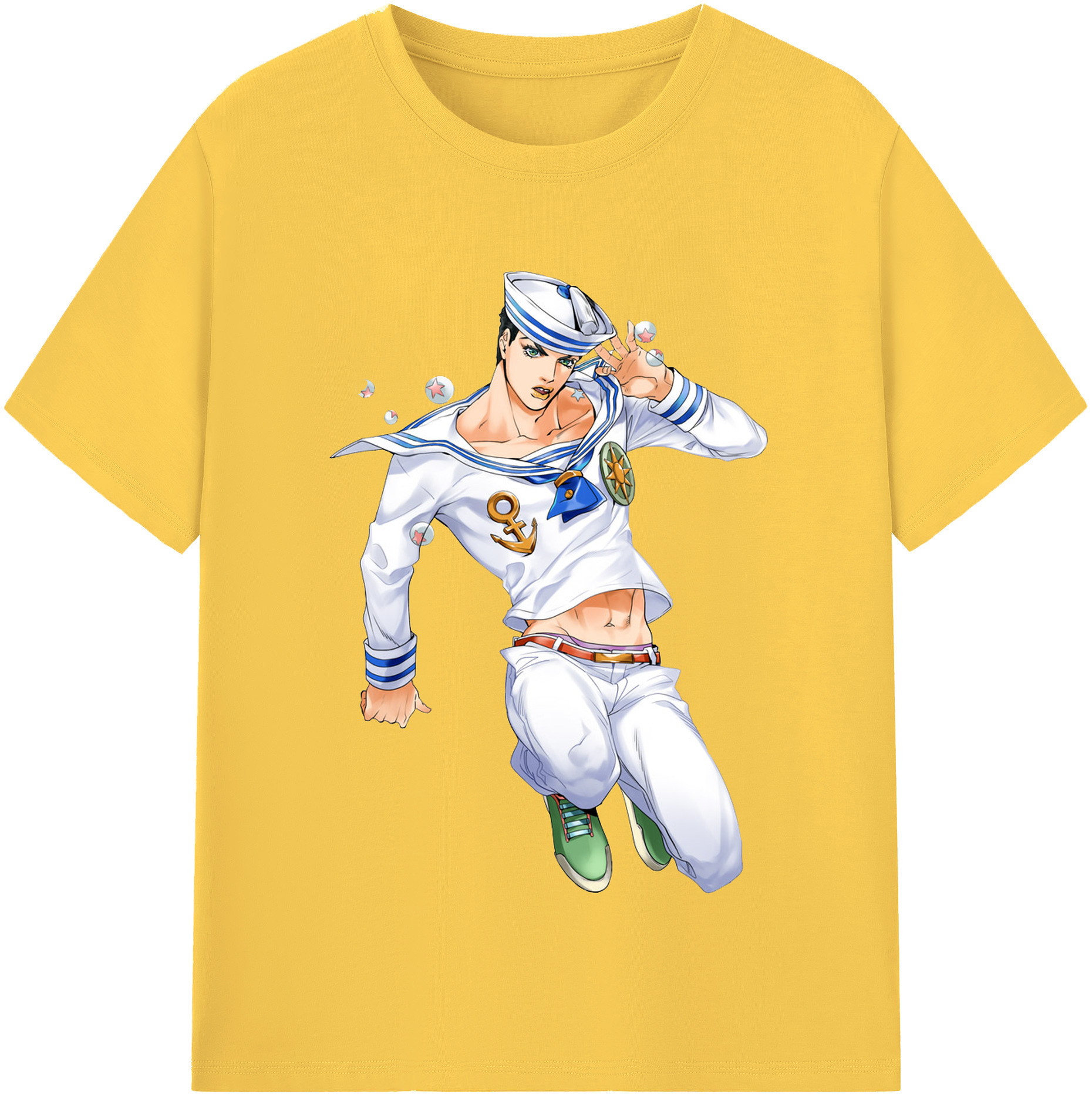 （画像用） ジョジョの奇妙な冒険 東方定助 JoJo's Bizarre Adventure Higashikata Josuke 綿100％半袖Tシャツ（フロントプリント）