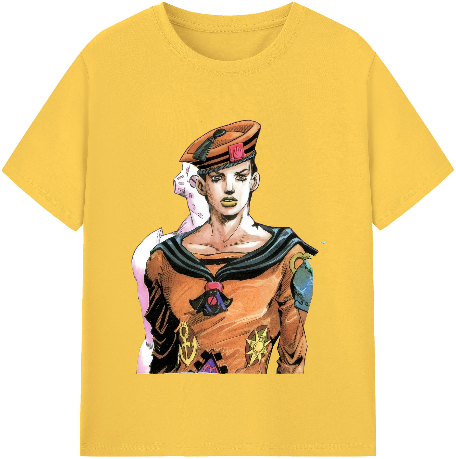 （画像用） ジョジョの奇妙な冒険 東方定助 JoJo's Bizarre Adventure Higashikata Josuke 綿100％半袖Tシャツ（フロントプリント）