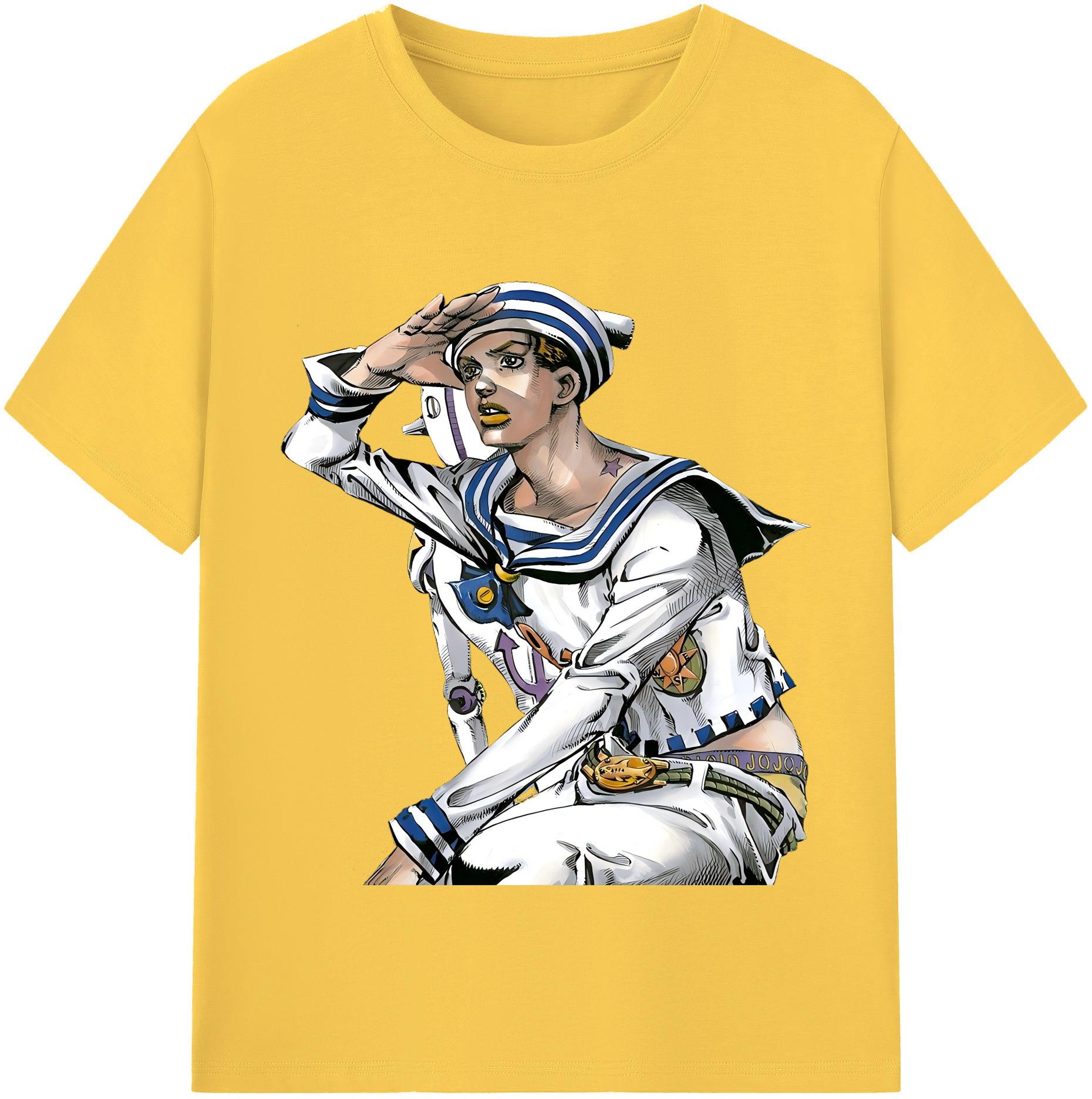 （画像用） ジョジョの奇妙な冒険 東方定助 JoJo's Bizarre Adventure Higashikata Josuke 綿100％半袖Tシャツ（フロントプリント）