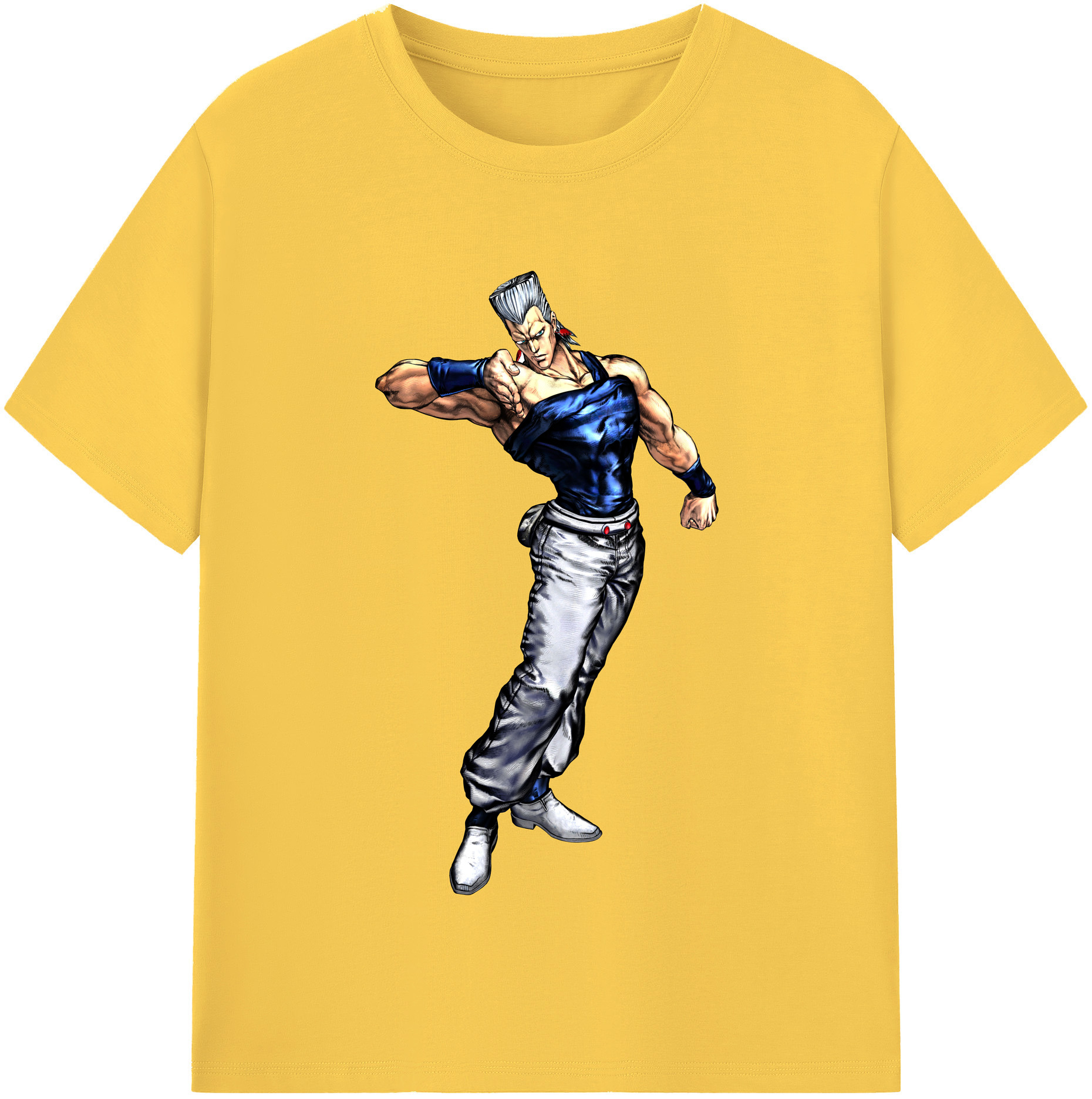 （画像用） ジョジョの奇妙な冒険 ジャン＝ピエール?ポルナレフ JoJo's Bizarre Adventure Jan Pierre Polnareff 綿100％半袖Tシャツ（フロントプリント）