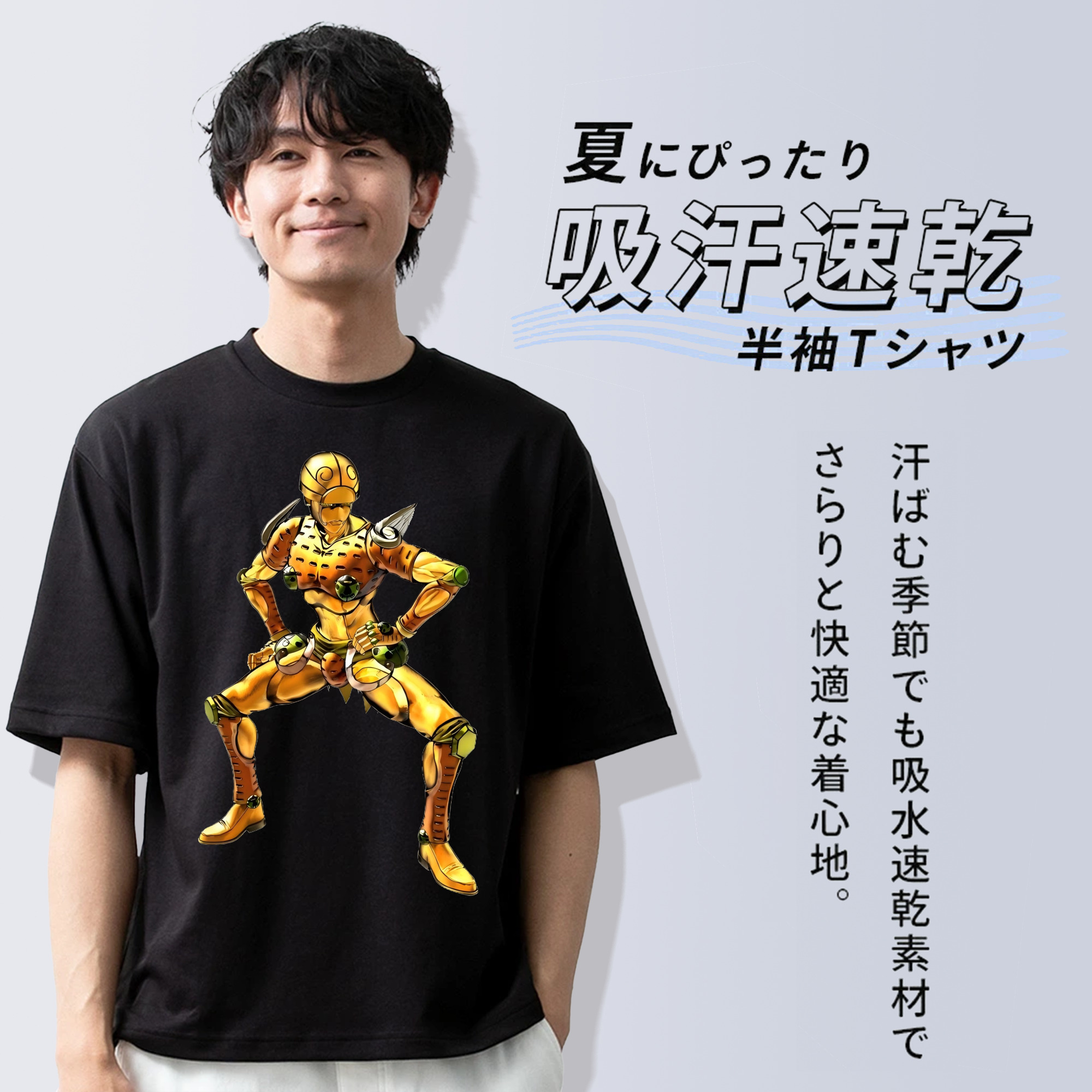 ジョジョの奇妙な冒険 ジョルノ?ジョバァーナ JoJo's Bizarre Adventure Giorno Giovanna 綿100％半袖Tシャツ（フロントプリント）