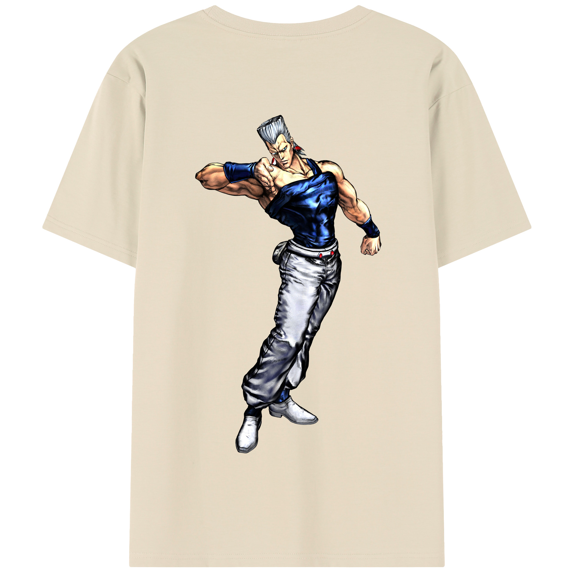 （画像用） ジョジョの奇妙な冒険 ジャン＝ピエール?ポルナレフ JoJo's Bizarre Adventure Jan Pierre Polnareff 綿100％半袖Tシャツ（背面プリント）