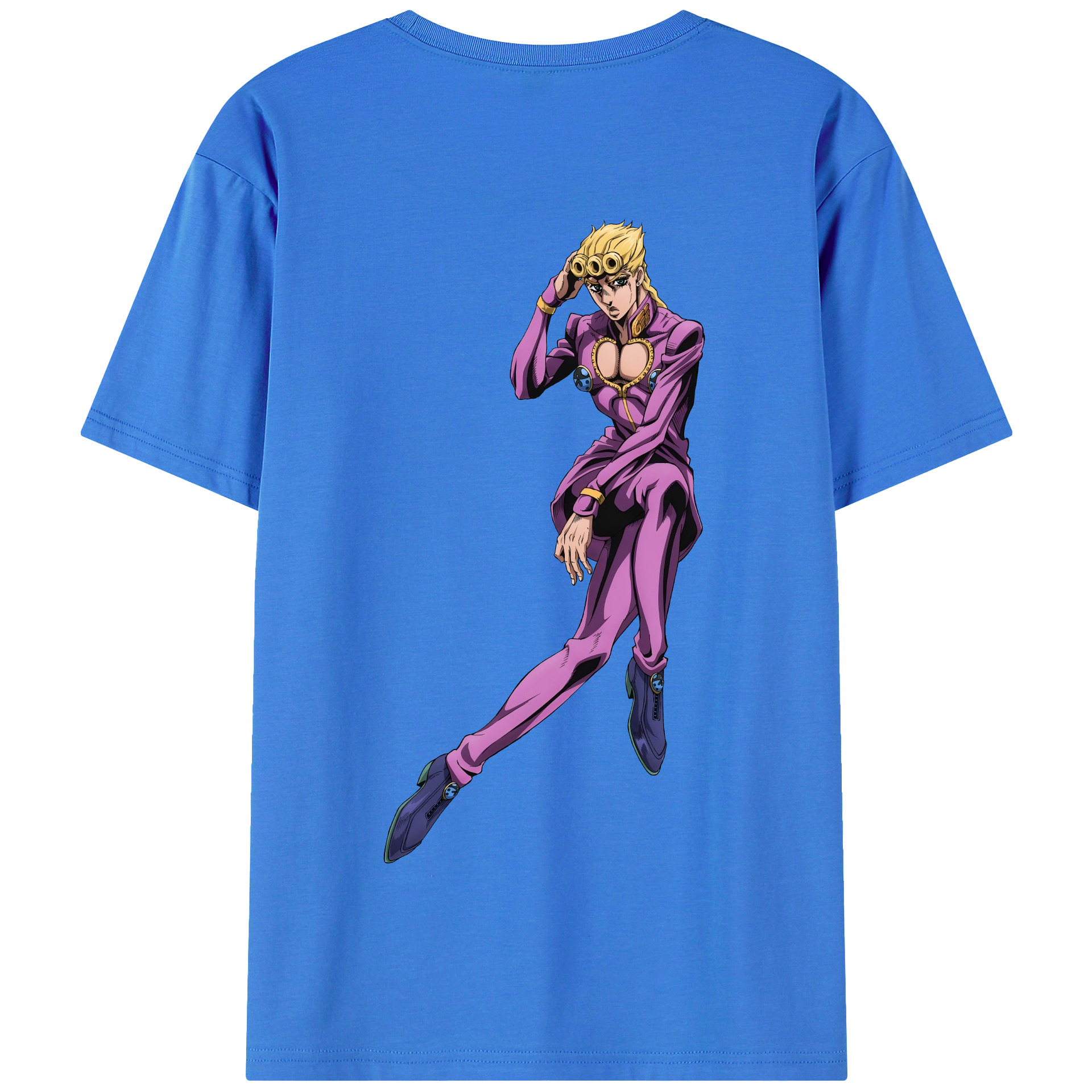 （画像用） ジョジョの奇妙な冒険 ジョルノ?ジョバァーナ JoJo's Bizarre Adventure Giorno Giovanna 綿100％半袖Tシャツ（背面プリント）