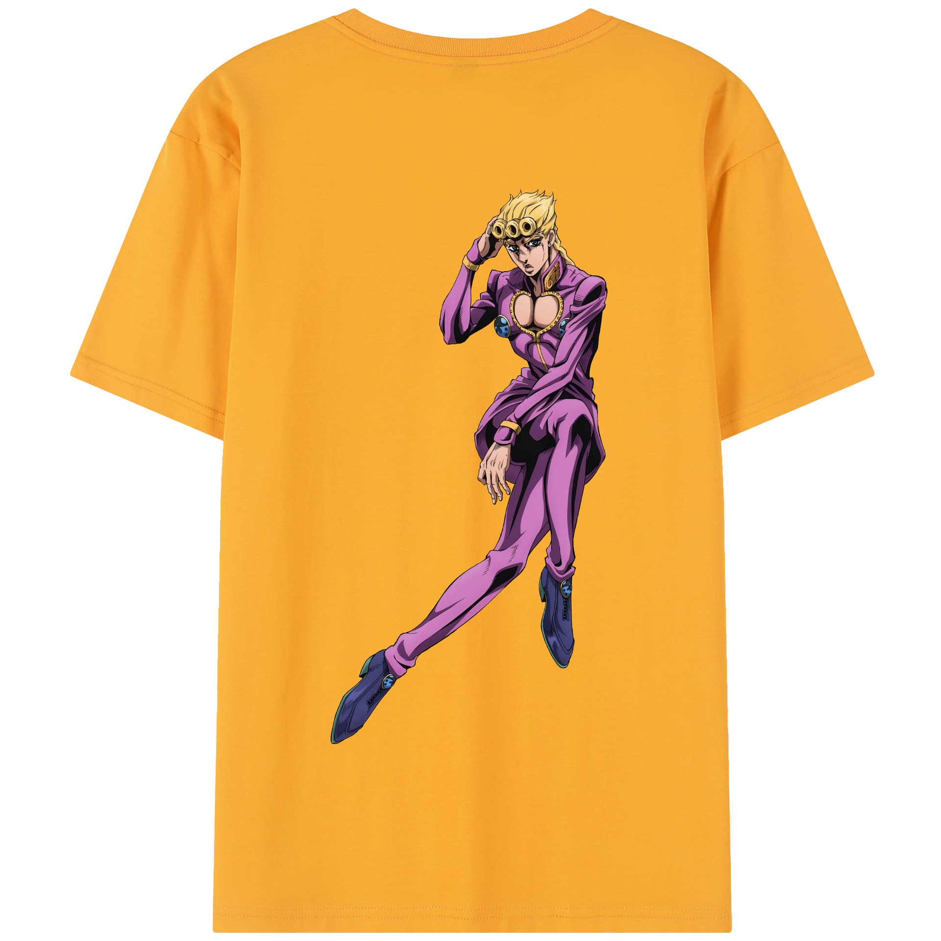 （画像用） ジョジョの奇妙な冒険 ジョルノ?ジョバァーナ JoJo's Bizarre Adventure Giorno Giovanna 綿100％半袖Tシャツ（背面プリント）