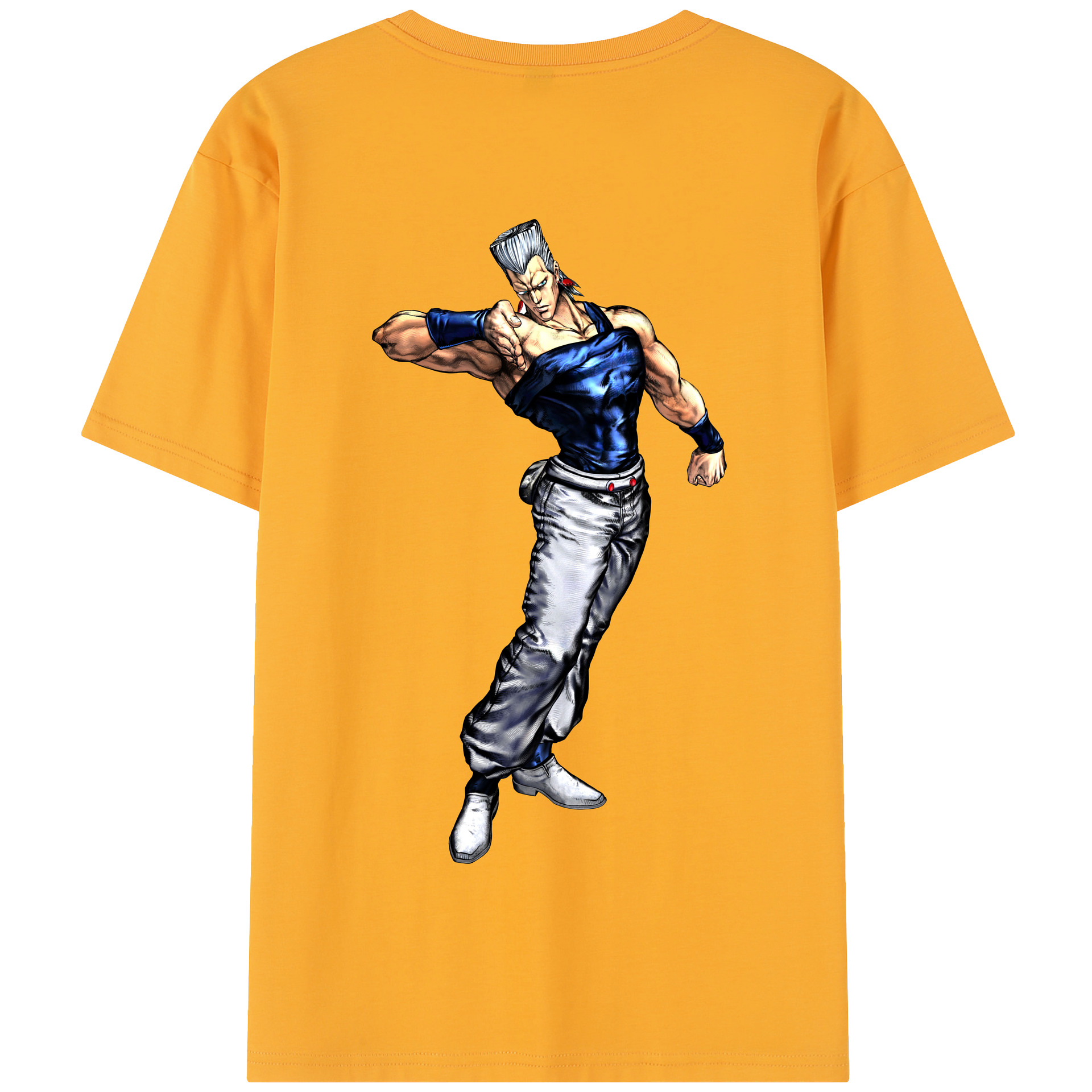 （画像用） ジョジョの奇妙な冒険 ジャン＝ピエール?ポルナレフ JoJo's Bizarre Adventure Jan Pierre Polnareff 綿100％半袖Tシャツ（背面プリント）