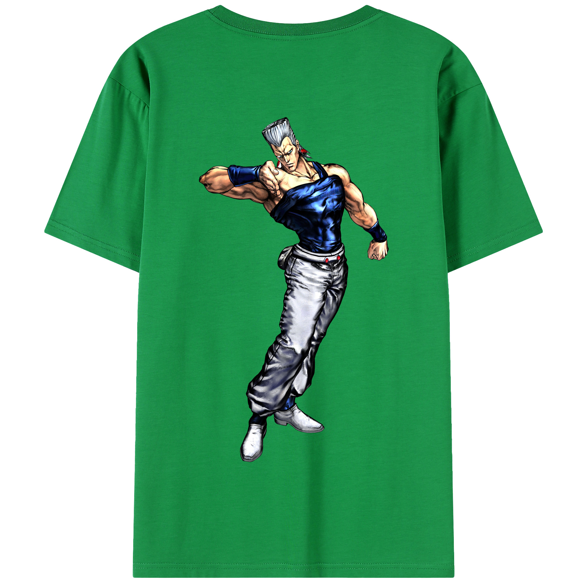 （画像用） ジョジョの奇妙な冒険 ジャン＝ピエール?ポルナレフ JoJo's Bizarre Adventure Jan Pierre Polnareff 綿100％半袖Tシャツ（背面プリント）