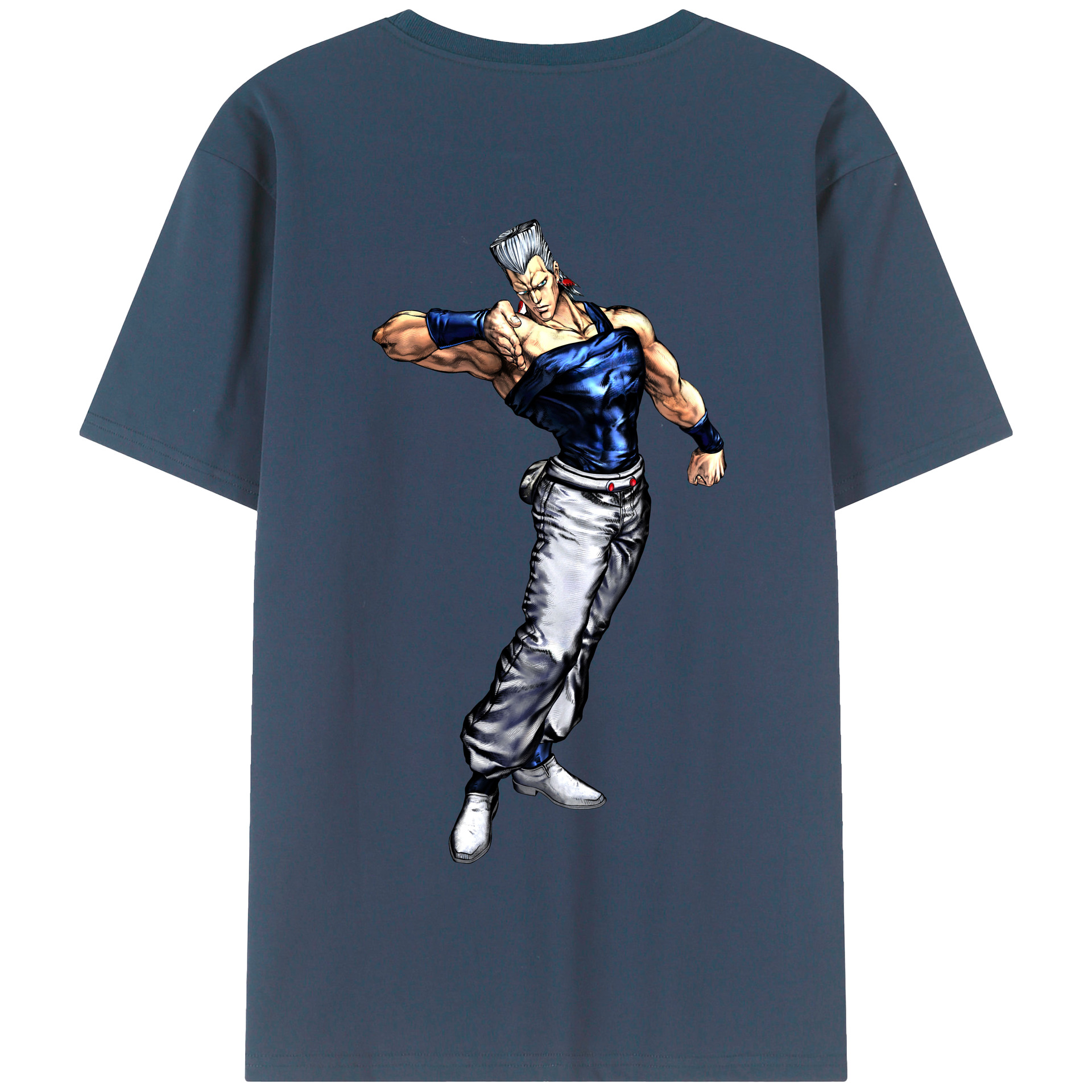 （画像用） ジョジョの奇妙な冒険 ジャン＝ピエール?ポルナレフ JoJo's Bizarre Adventure Jan Pierre Polnareff 綿100％半袖Tシャツ（背面プリント）