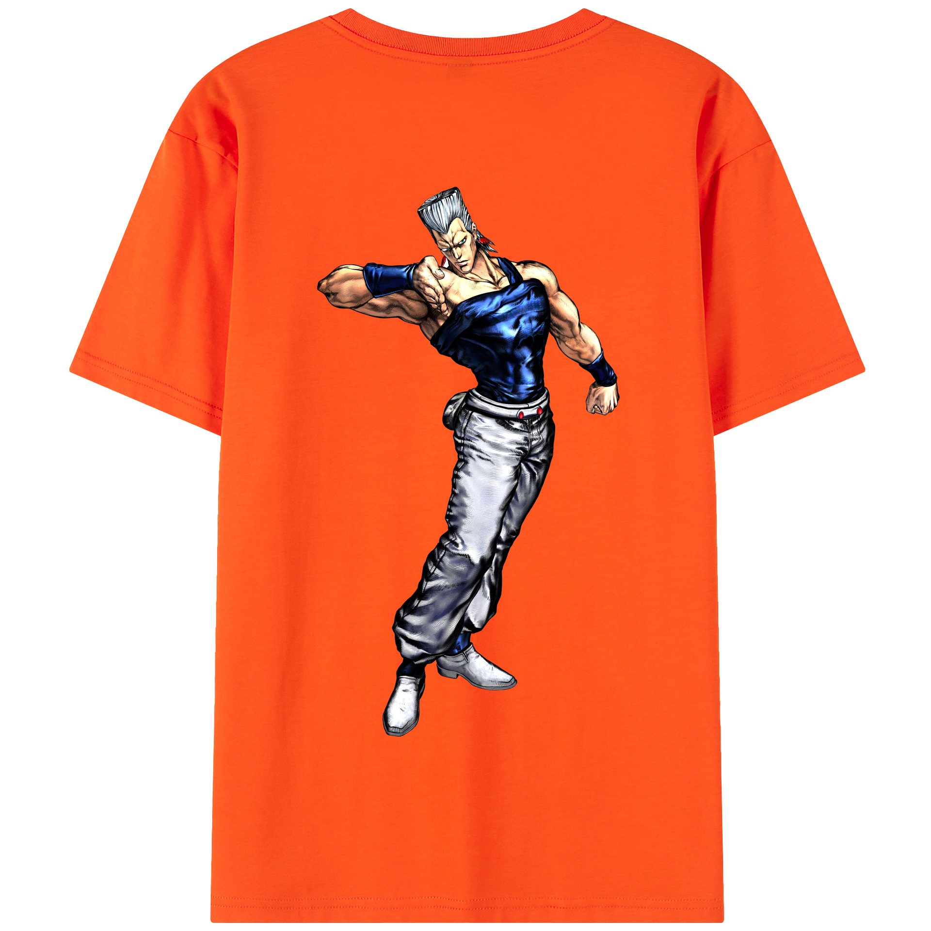 （画像用） ジョジョの奇妙な冒険 ジャン＝ピエール?ポルナレフ JoJo's Bizarre Adventure Jan Pierre Polnareff 綿100％半袖Tシャツ（背面プリント）