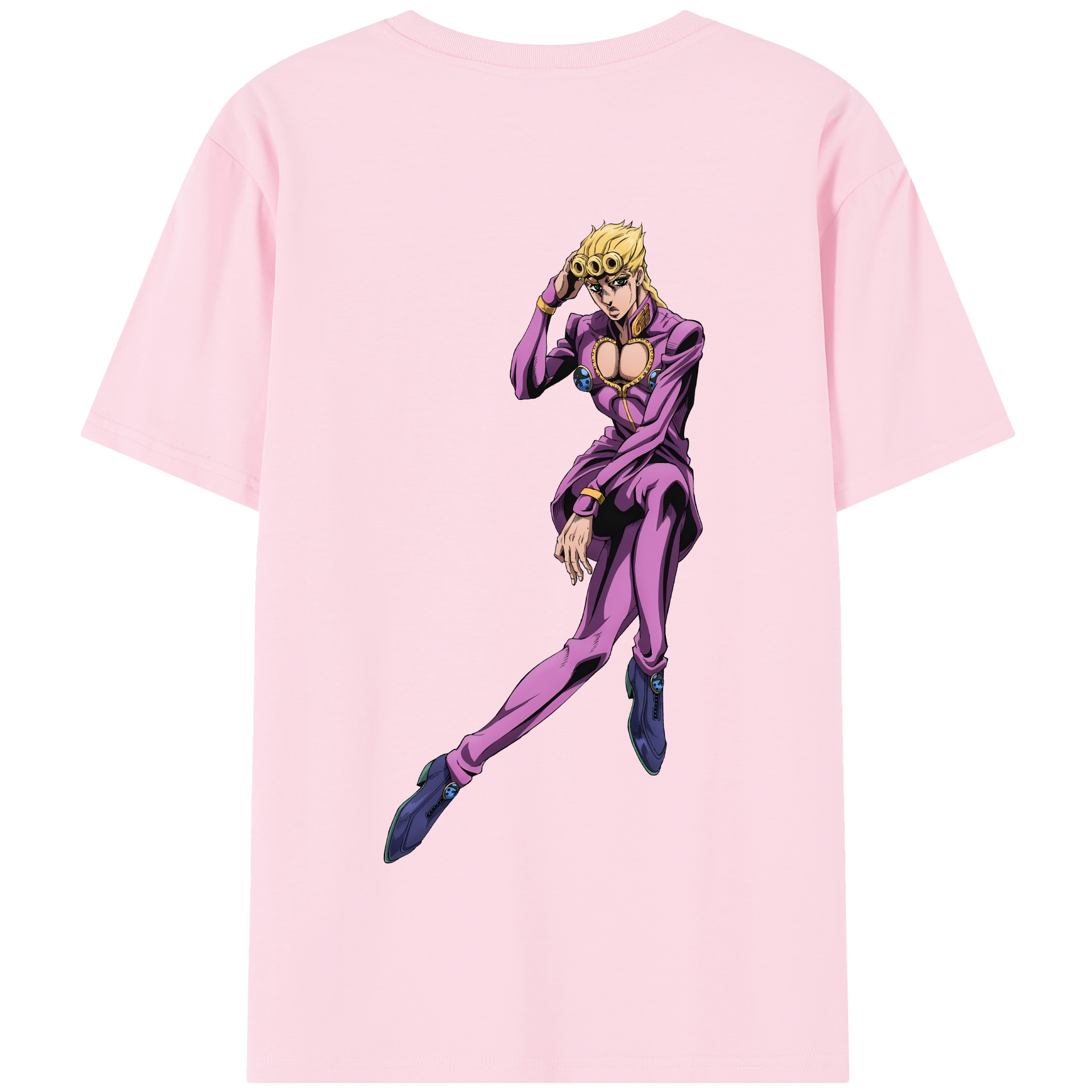 （画像用） ジョジョの奇妙な冒険 ジョルノ?ジョバァーナ JoJo's Bizarre Adventure Giorno Giovanna 綿100％半袖Tシャツ（背面プリント）