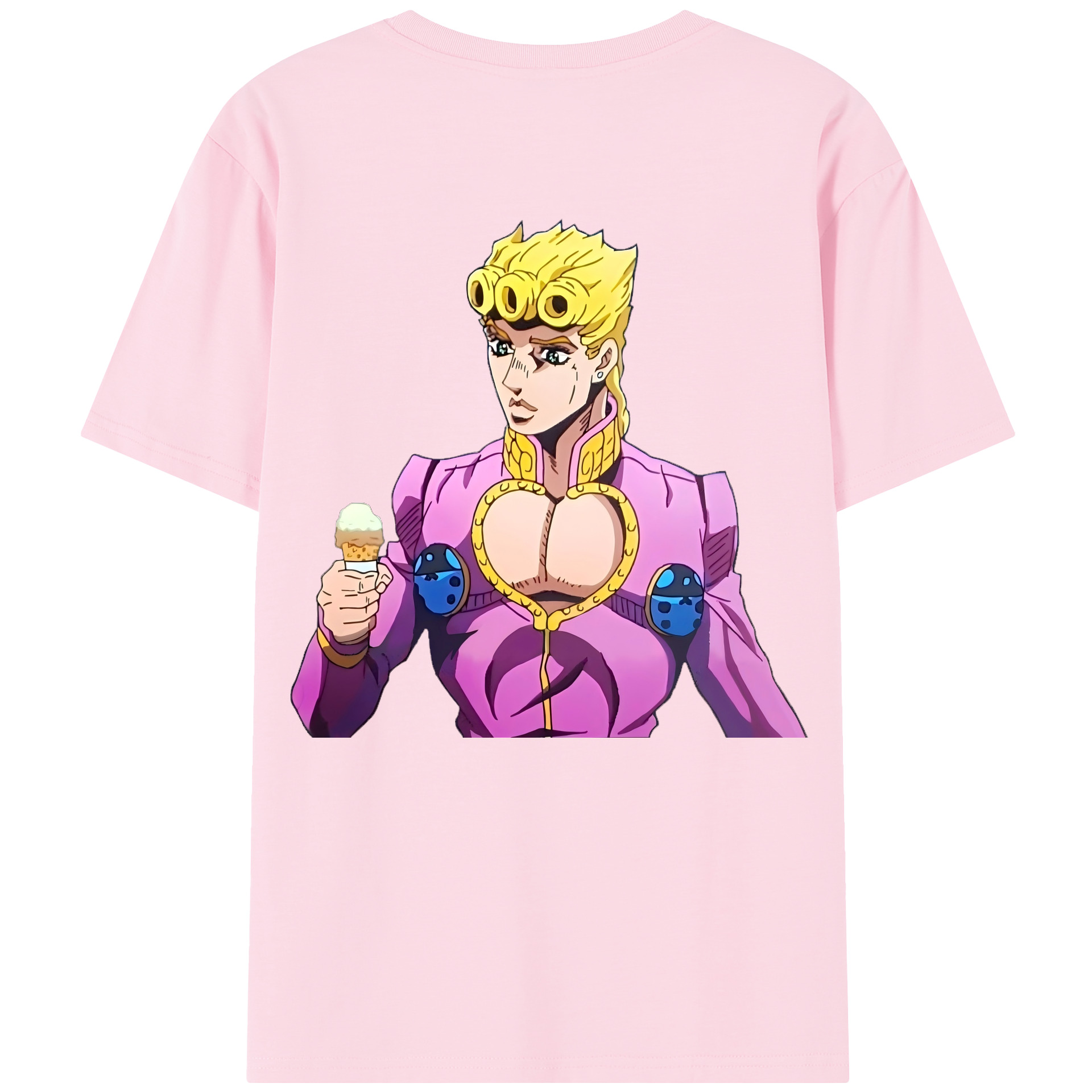（画像用） ジョジョの奇妙な冒険 ジョルノ?ジョバァーナ JoJo's Bizarre Adventure Giorno Giovanna 綿100％半袖Tシャツ（背面プリント）