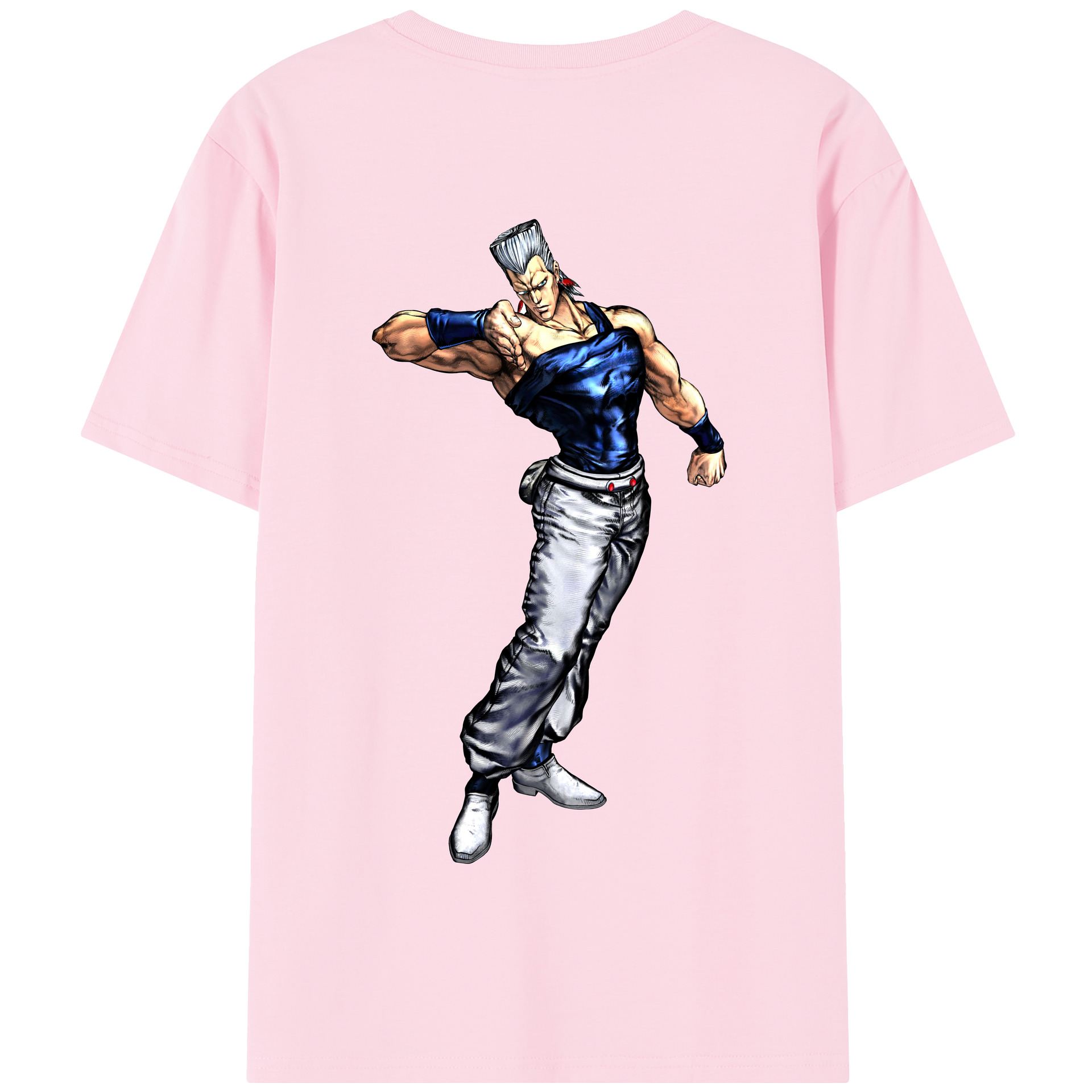 （画像用） ジョジョの奇妙な冒険 ジャン＝ピエール?ポルナレフ JoJo's Bizarre Adventure Jan Pierre Polnareff 綿100％半袖Tシャツ（背面プリント）