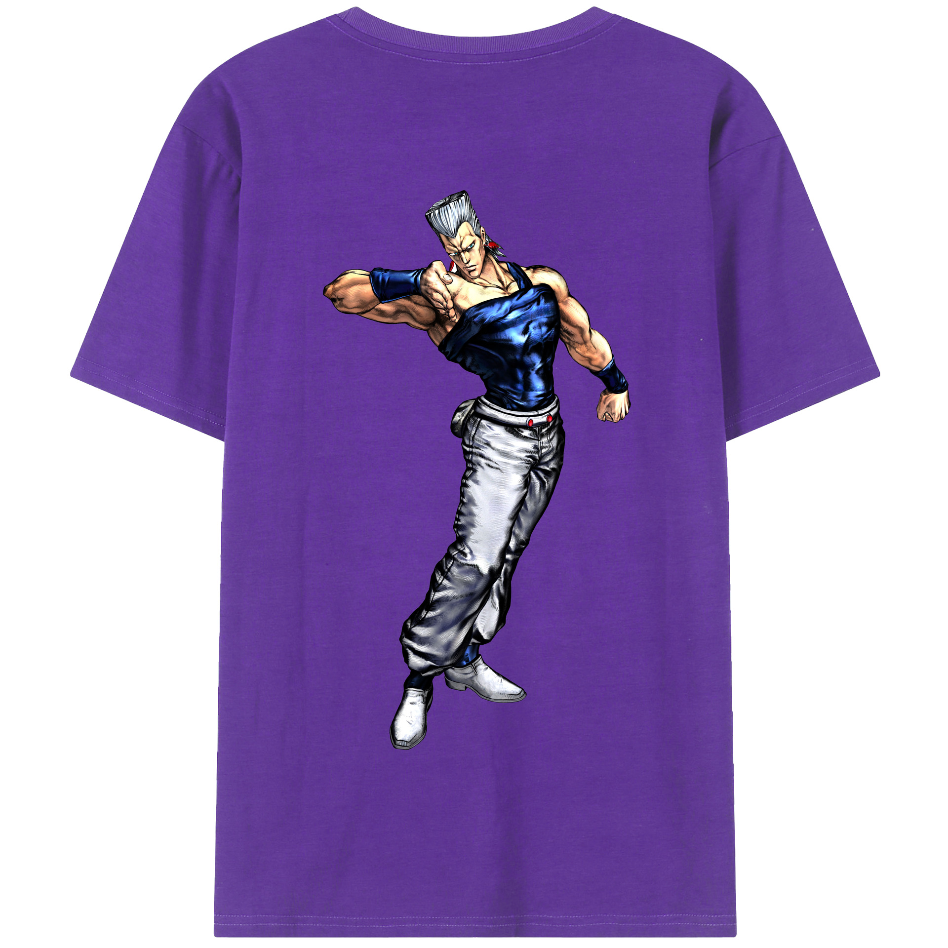 （画像用） ジョジョの奇妙な冒険 ジャン＝ピエール?ポルナレフ JoJo's Bizarre Adventure Jan Pierre Polnareff 綿100％半袖Tシャツ（背面プリント）