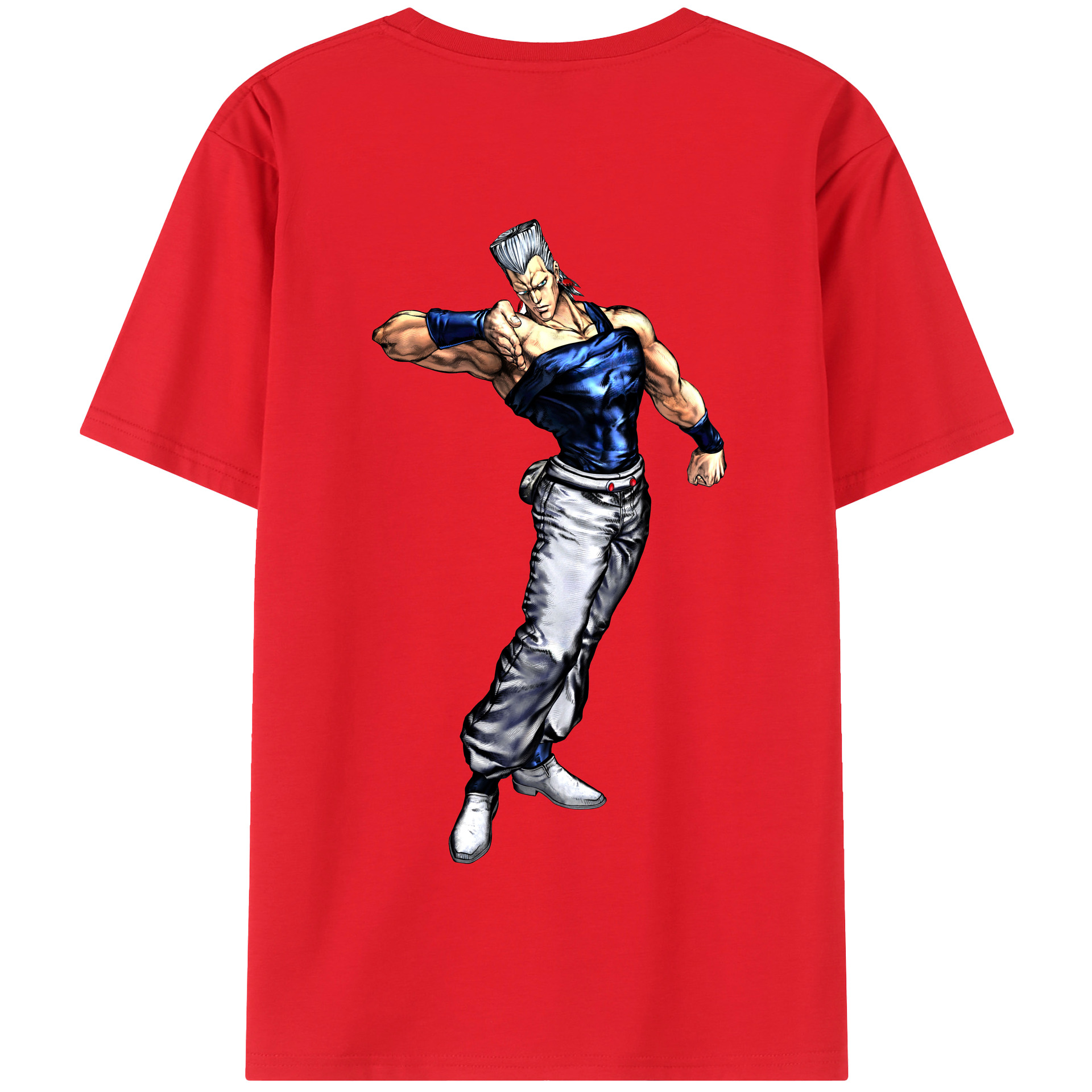 （画像用） ジョジョの奇妙な冒険 ジャン＝ピエール?ポルナレフ JoJo's Bizarre Adventure Jan Pierre Polnareff 綿100％半袖Tシャツ（背面プリント）