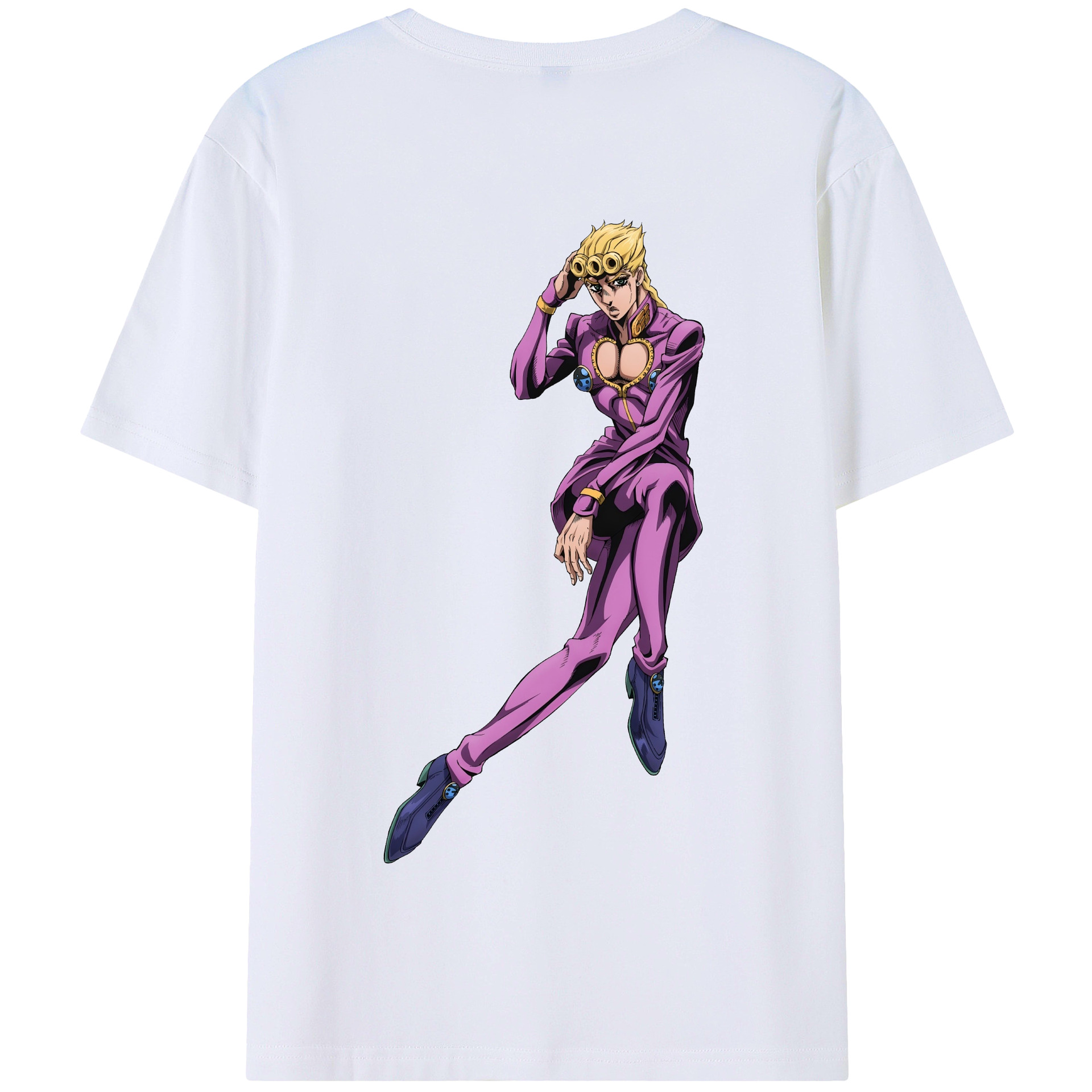 （画像用） ジョジョの奇妙な冒険 ジョルノ?ジョバァーナ JoJo's Bizarre Adventure Giorno Giovanna 綿100％半袖Tシャツ（背面プリント）