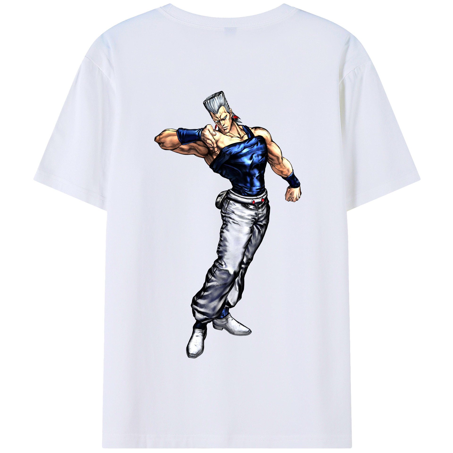（画像用） ジョジョの奇妙な冒険 ジャン＝ピエール?ポルナレフ JoJo's Bizarre Adventure Jan Pierre Polnareff 綿100％半袖Tシャツ（背面プリント）