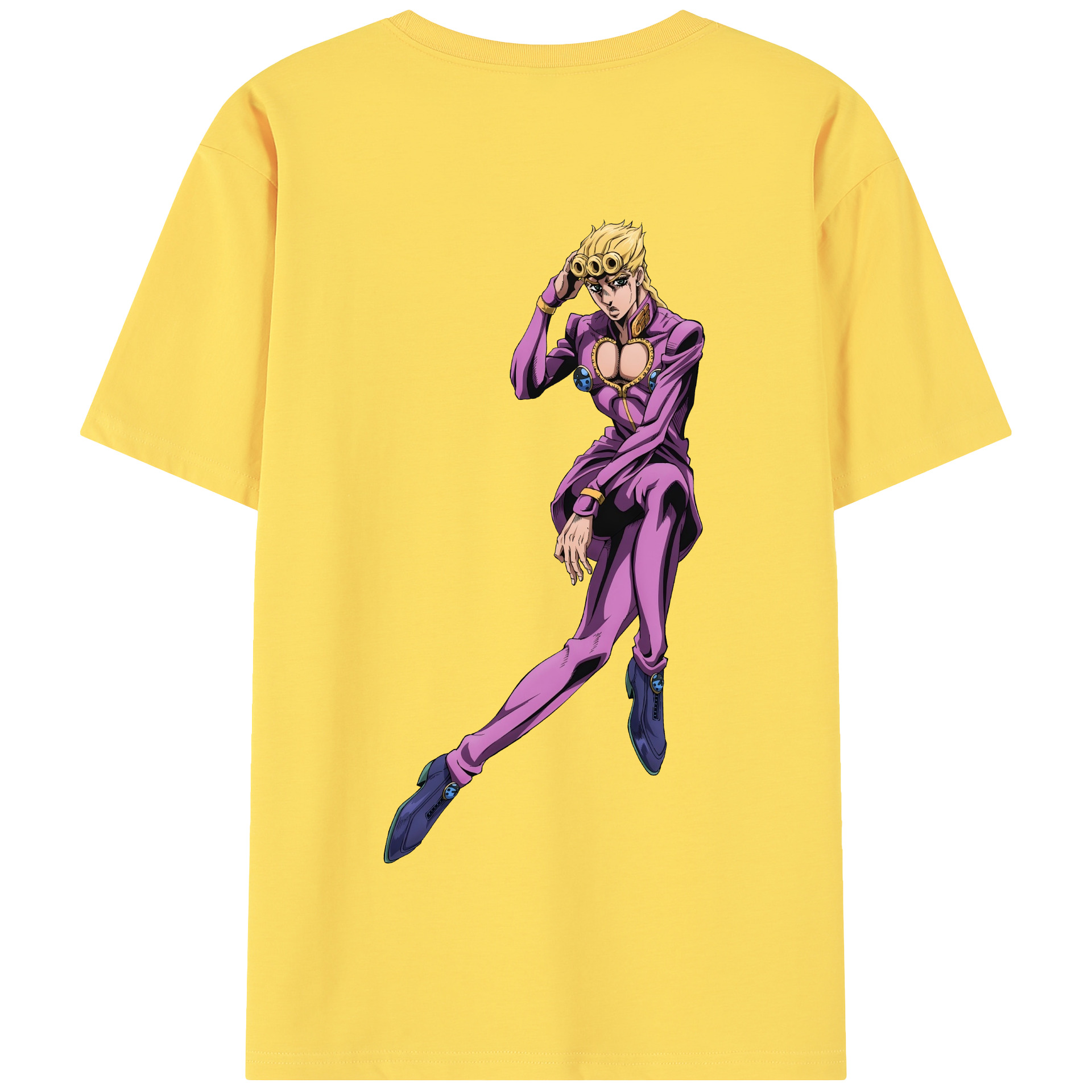 （画像用） ジョジョの奇妙な冒険 ジョルノ?ジョバァーナ JoJo's Bizarre Adventure Giorno Giovanna 綿100％半袖Tシャツ（背面プリント）