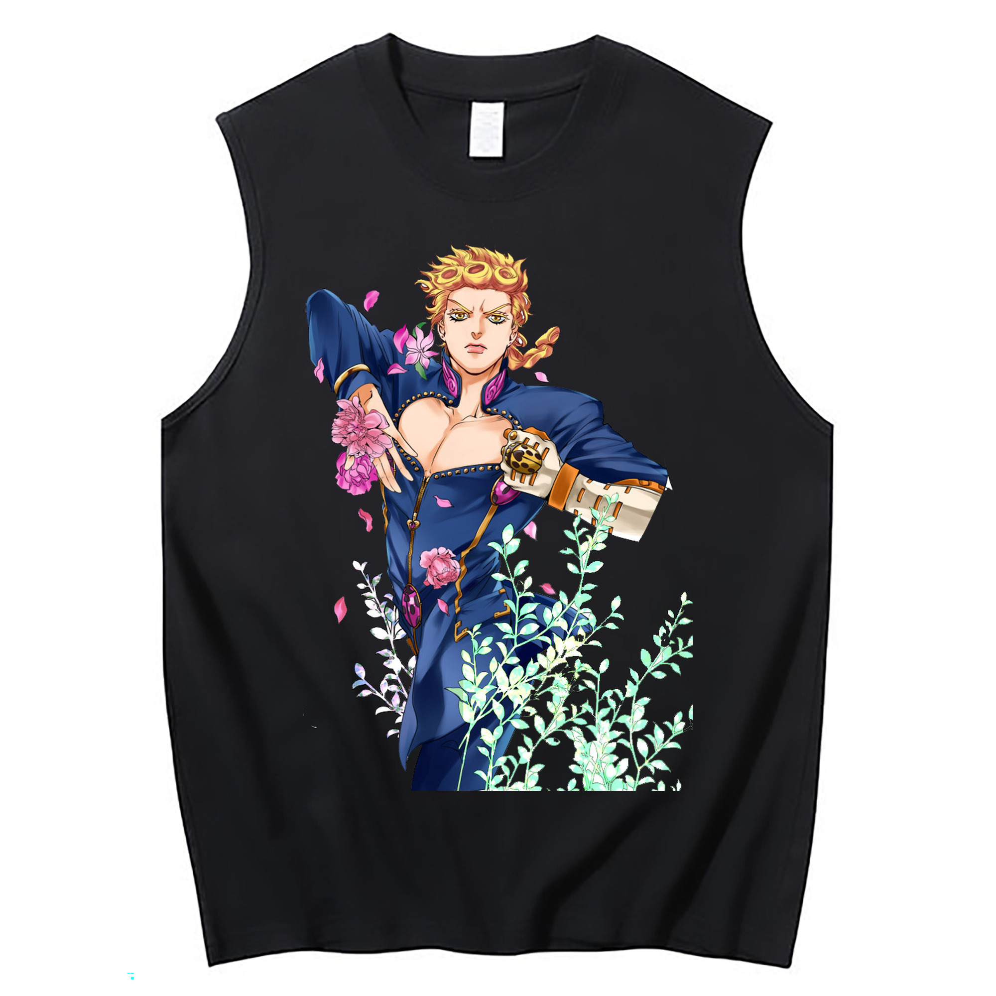 （画像用） ジョジョの奇妙な冒険 ジョルノ?ジョバァーナ JoJo's Bizarre Adventure Giorno Giovanna コットン100％タンクトップ（フロントプリント）
