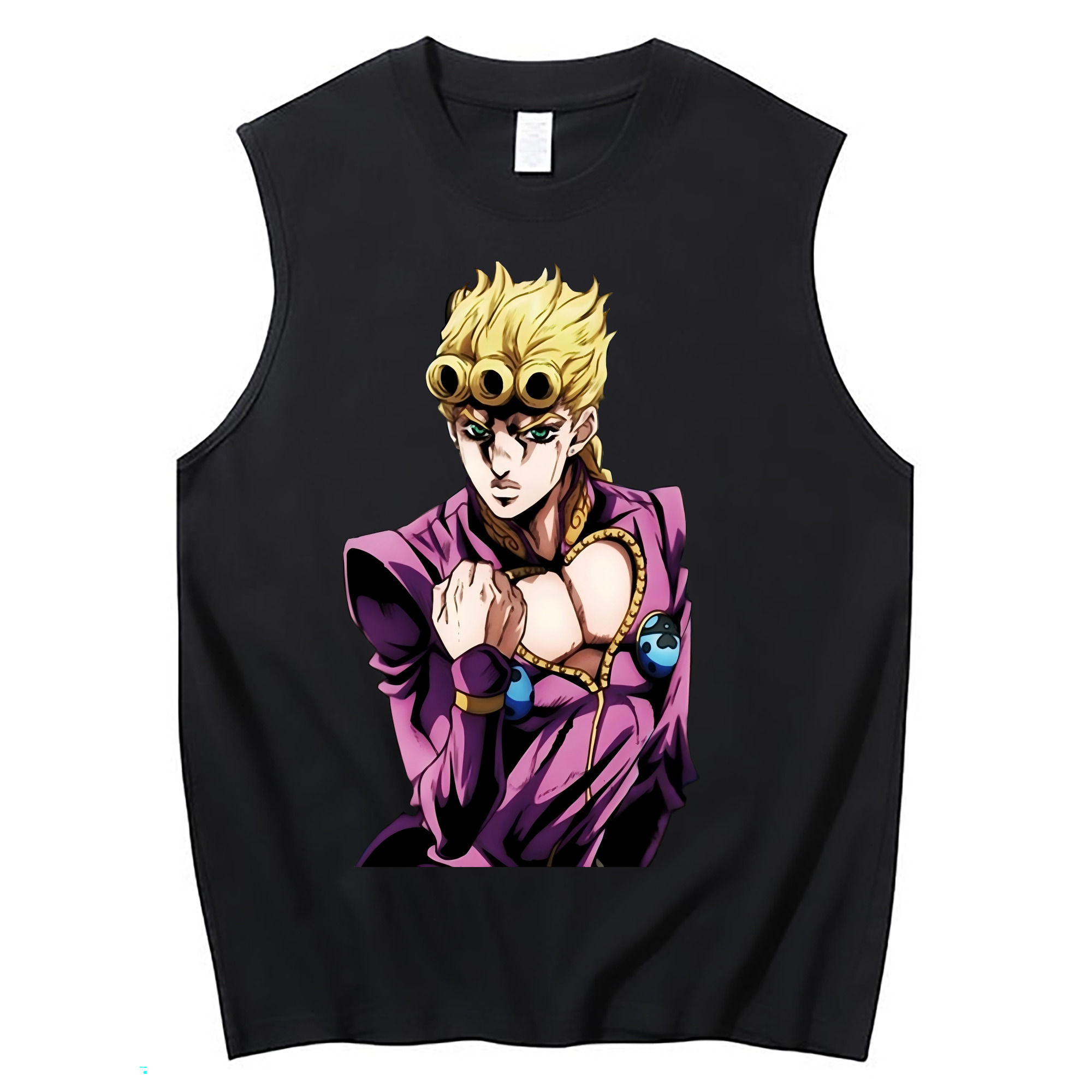 （画像用） ジョジョの奇妙な冒険 ジョルノ?ジョバァーナ JoJo's Bizarre Adventure Giorno Giovanna コットン100％タンクトップ（フロントプリント）
