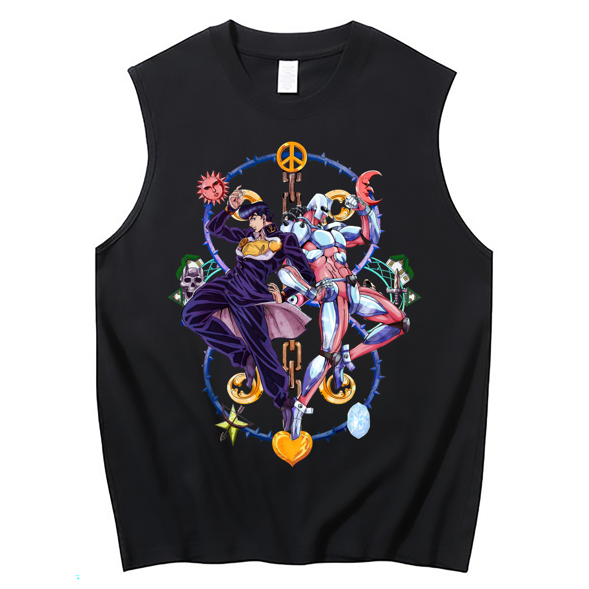 （画像用） ジョジョの奇妙な冒険 ひがしかた じょうすけ JoJo's Bizarre Adventure Higashikata Josuke コットン100％タンクトップ（フロントプリント）
