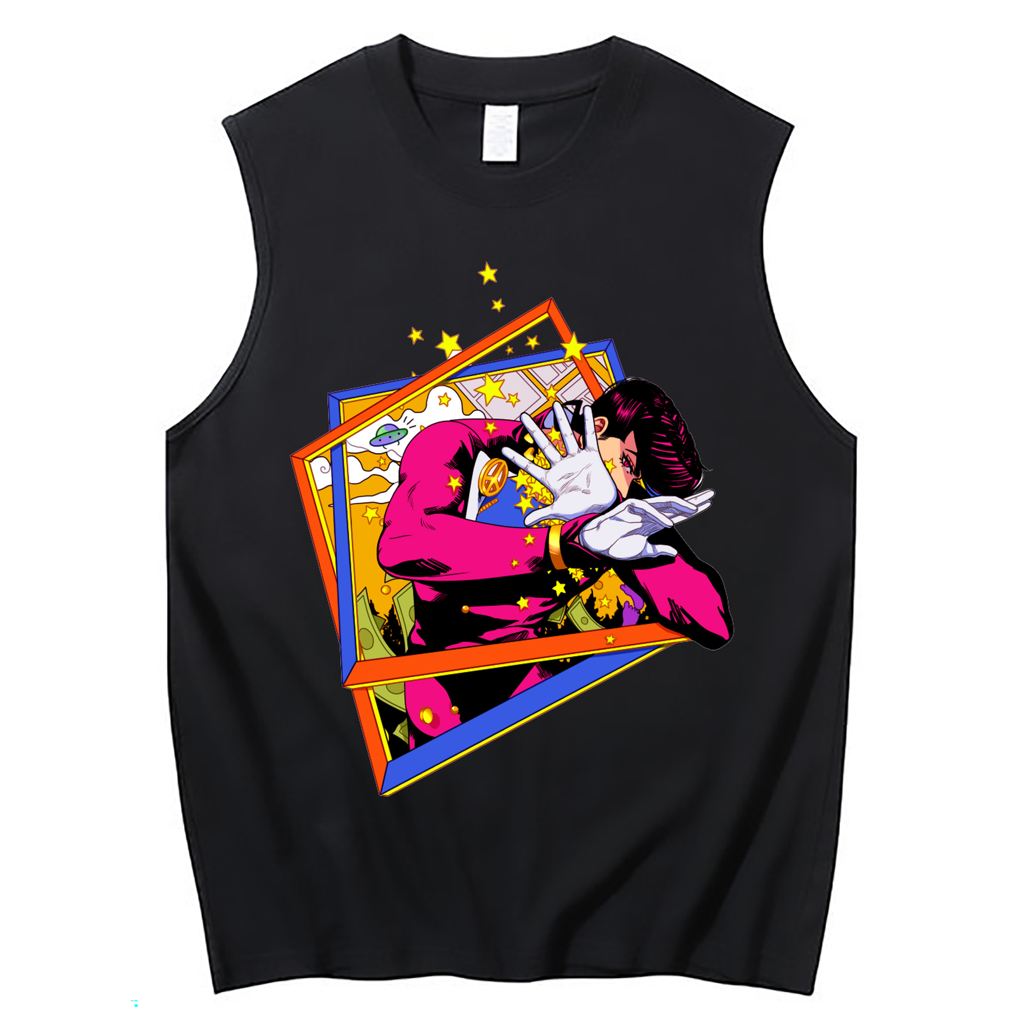 （画像用） ジョジョの奇妙な冒険 ひがしかた じょうすけ JoJo's Bizarre Adventure Higashikata Josuke コットン100％タンクトップ（フロントプリント）
