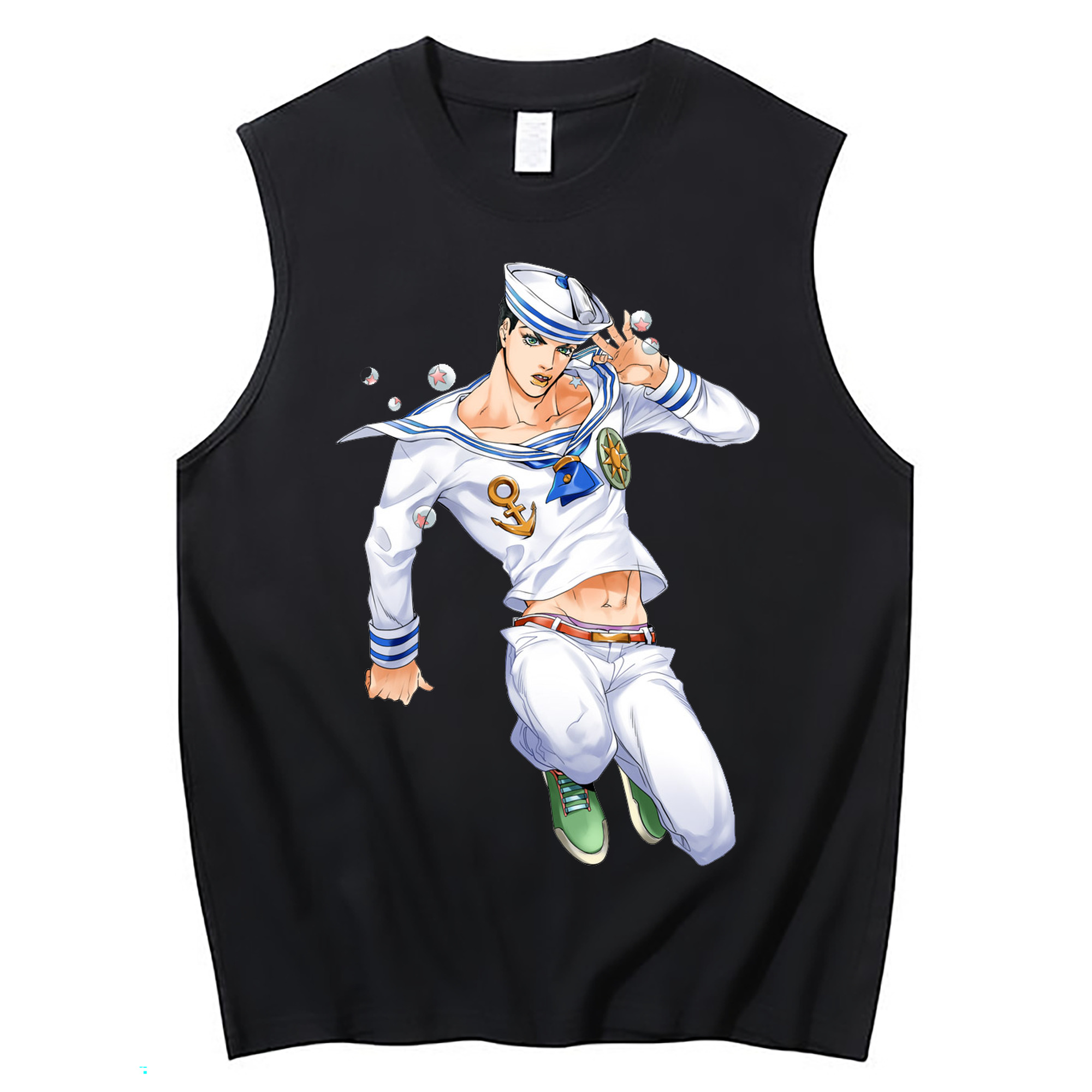 （画像用） ジョジョの奇妙な冒険 東方定助 JoJo's Bizarre Adventure Higashikata Josuke コットン100％タンクトップ（フロントプリント）