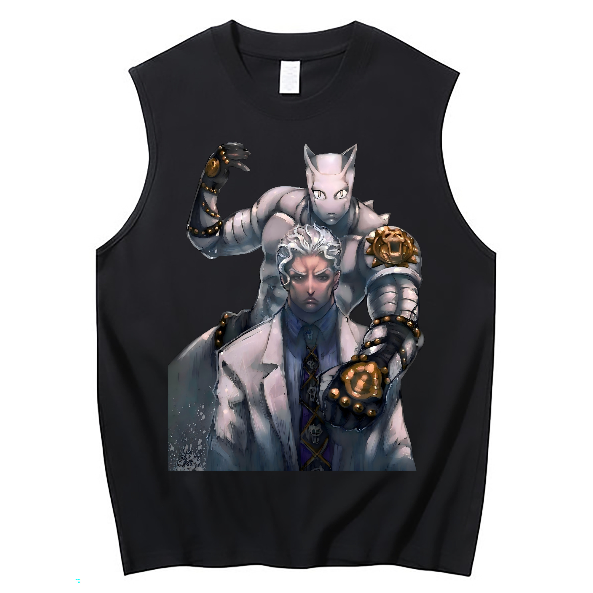 （画像用） ジョジョの奇妙な冒険 きら よしかげ JoJo's Bizarre Adventure Kira Yoshikage コットン100％タンクトップ（フロントプリント）
