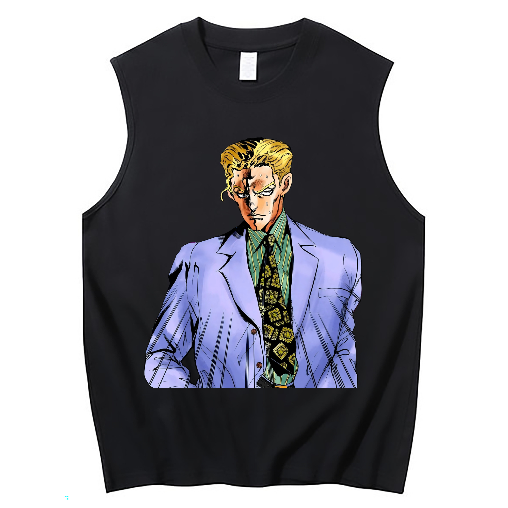（画像用） ジョジョの奇妙な冒険 きら よしかげ JoJo's Bizarre Adventure Kira Yoshikage コットン100％タンクトップ（フロントプリント）