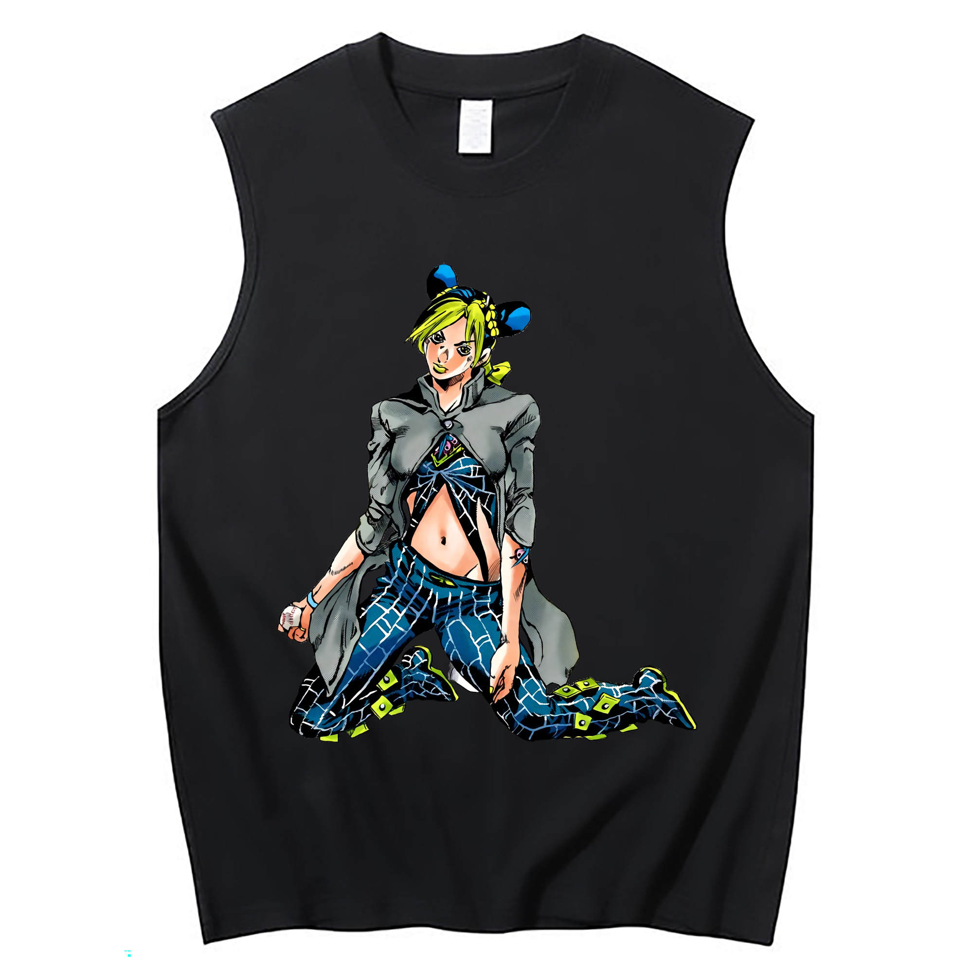 （画像用） "ジョジョの奇妙な冒険 くうじょう ジョリーン JoJo's Bizarre Adventure Jolyne Cujoh " コットン100％タンクトップ（フロントプリント）