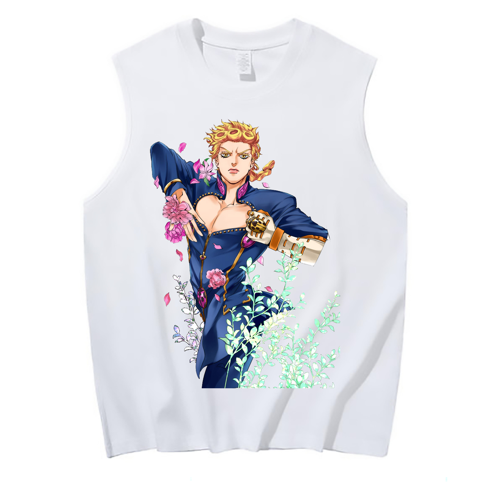 （画像用） ジョジョの奇妙な冒険 ジョルノ?ジョバァーナ JoJo's Bizarre Adventure Giorno Giovanna コットン100％タンクトップ（フロントプリント）