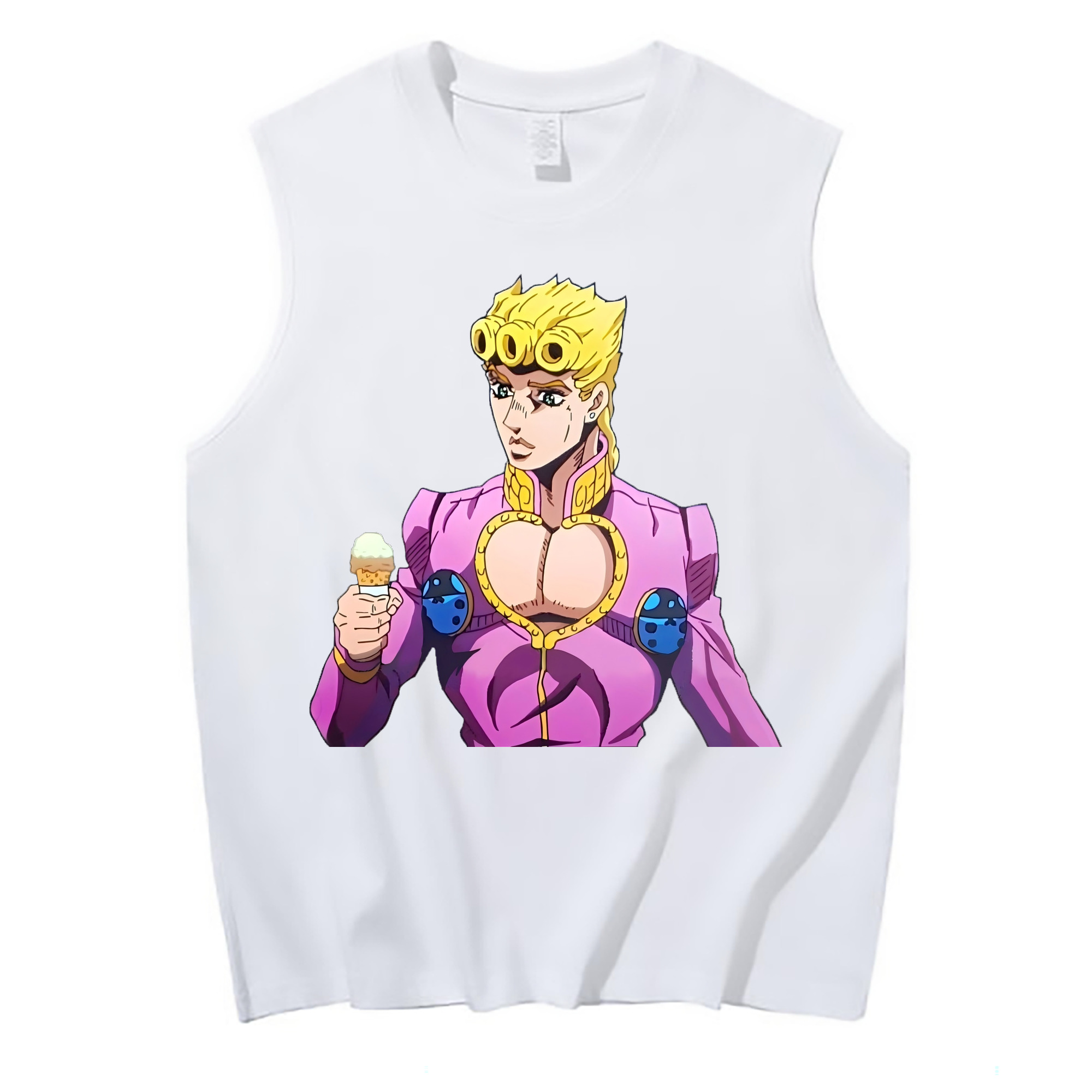 （画像用） ジョジョの奇妙な冒険 ジョルノ?ジョバァーナ JoJo's Bizarre Adventure Giorno Giovanna コットン100％タンクトップ（フロントプリント）