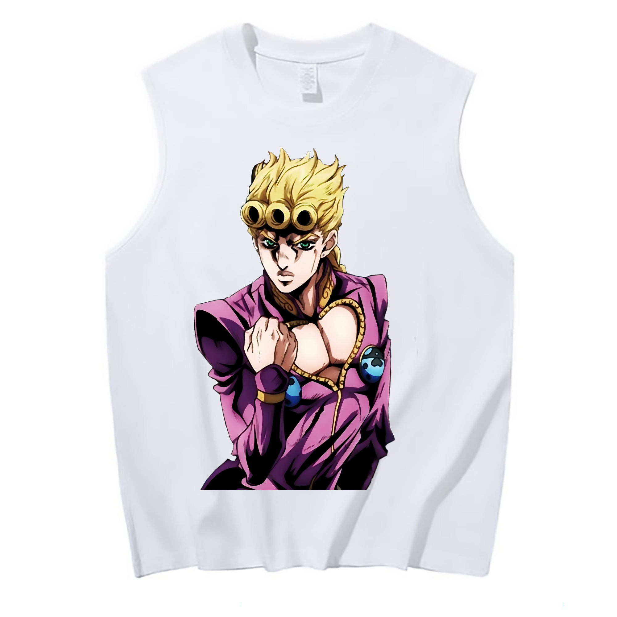 （画像用） ジョジョの奇妙な冒険 ジョルノ?ジョバァーナ JoJo's Bizarre Adventure Giorno Giovanna コットン100％タンクトップ（フロントプリント）