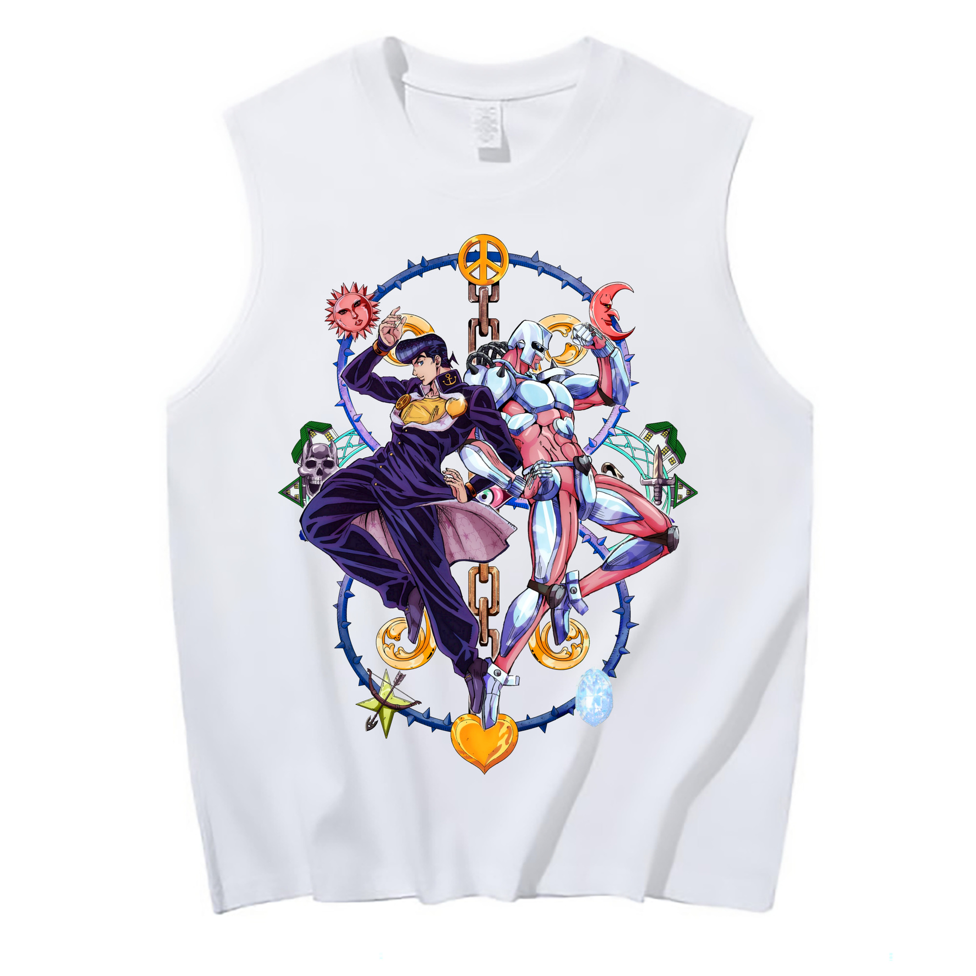 （画像用） ジョジョの奇妙な冒険 ひがしかた じょうすけ JoJo's Bizarre Adventure Higashikata Josuke コットン100％タンクトップ（フロントプリント）
