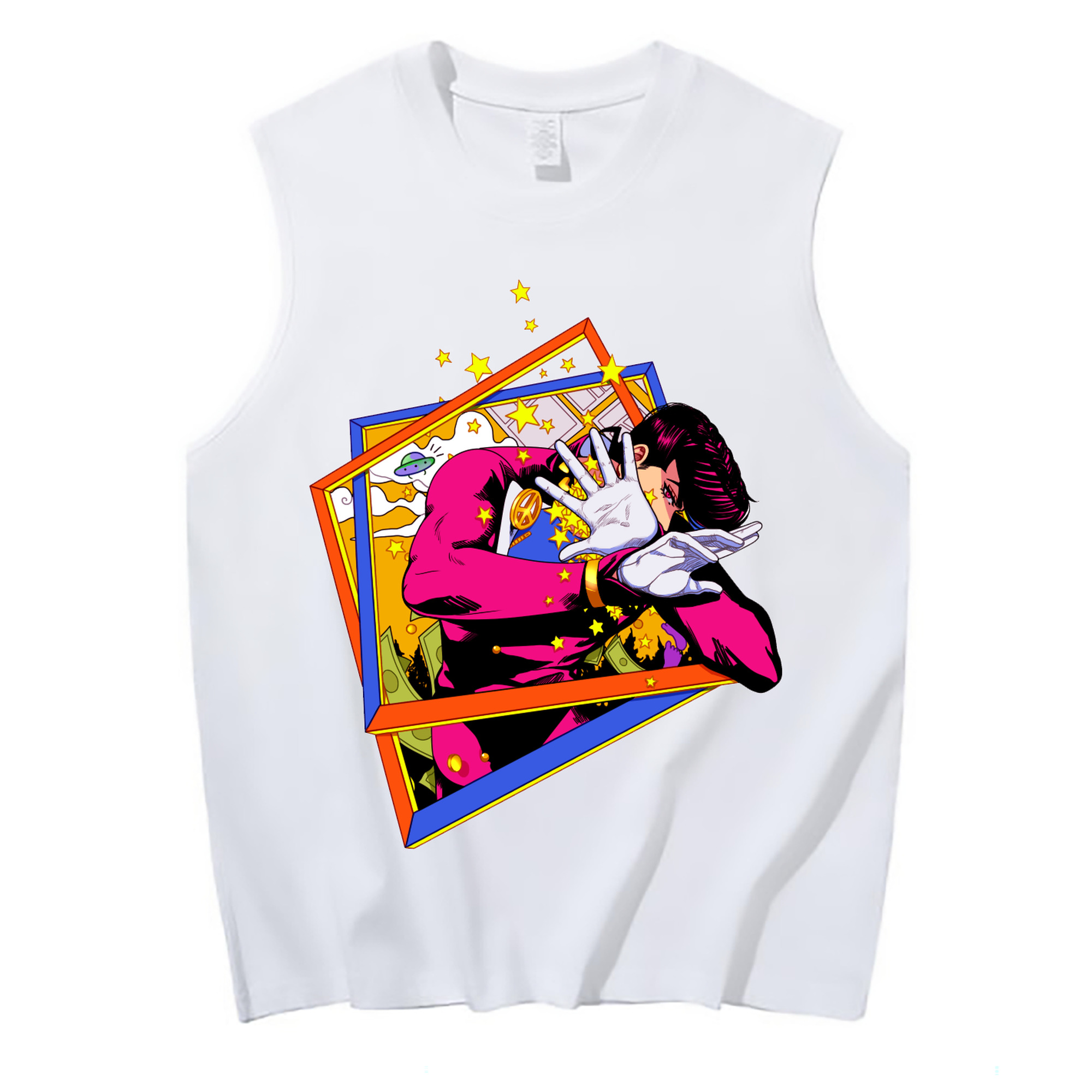 （画像用） ジョジョの奇妙な冒険 ひがしかた じょうすけ JoJo's Bizarre Adventure Higashikata Josuke コットン100％タンクトップ（フロントプリント）