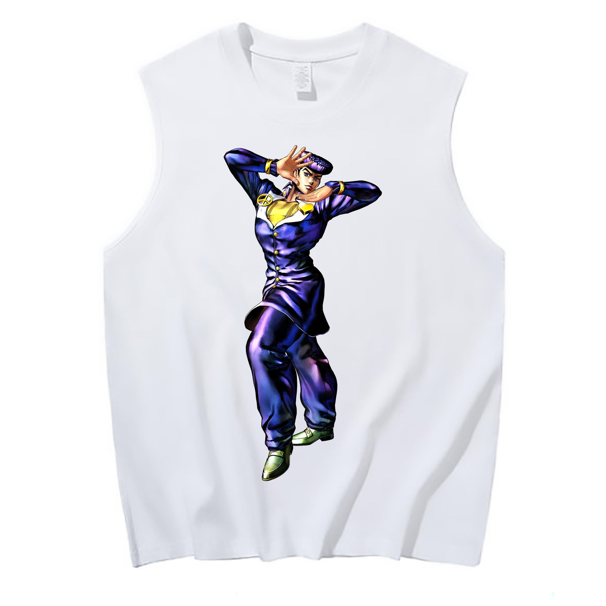 （画像用） ジョジョの奇妙な冒険 ひがしかた じょうすけ JoJo's Bizarre Adventure Higashikata Josuke コットン100％タンクトップ（フロントプリント）