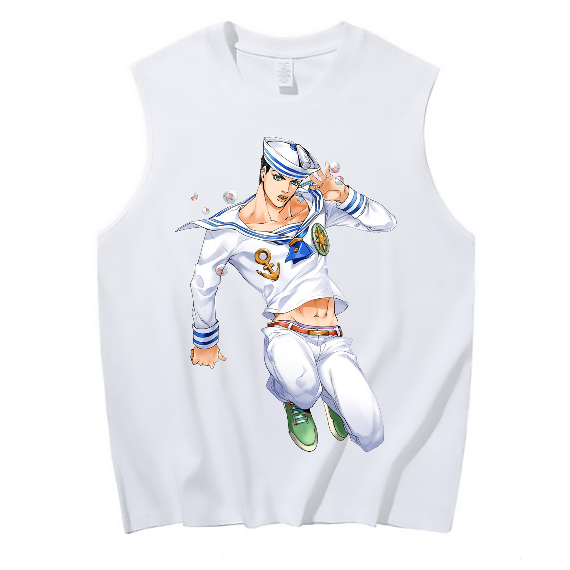 （画像用） ジョジョの奇妙な冒険 東方定助 JoJo's Bizarre Adventure Higashikata Josuke コットン100％タンクトップ（フロントプリント）