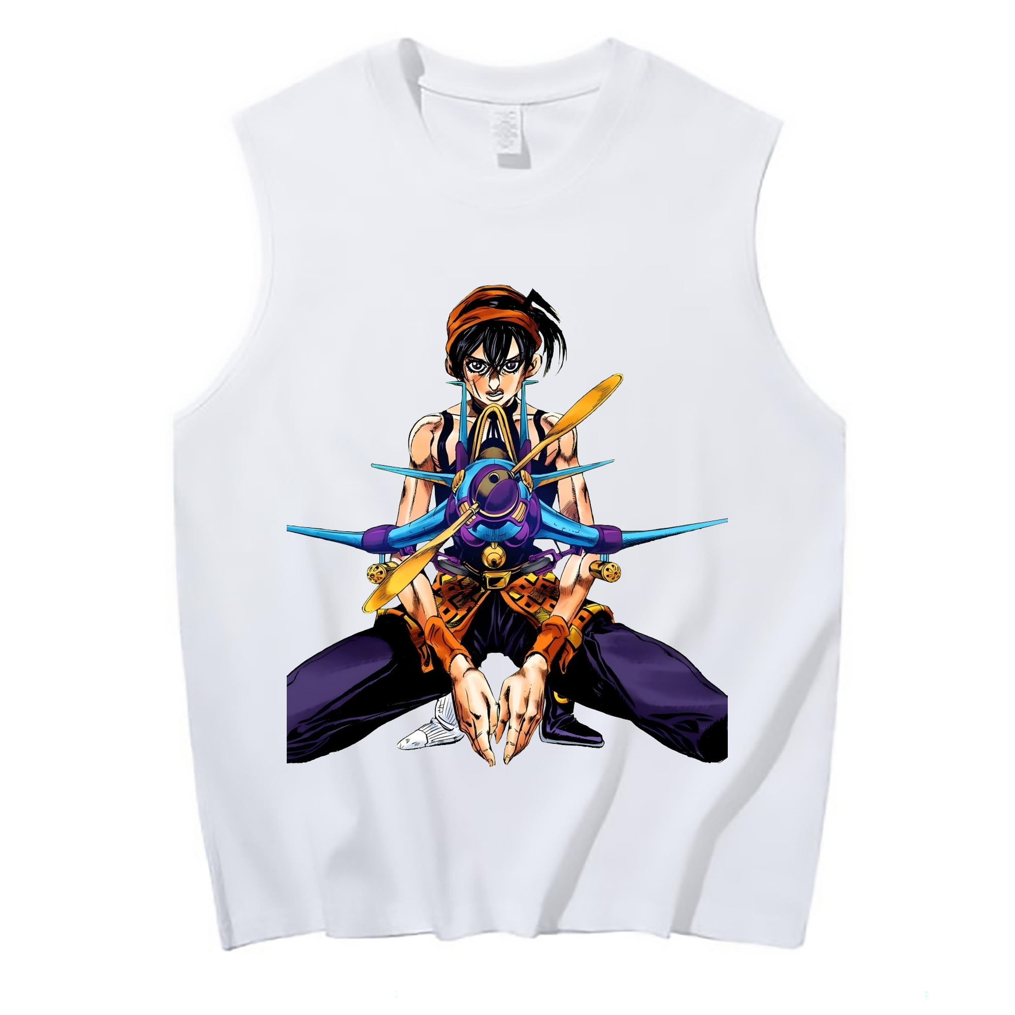 （画像用） ジョジョの奇妙な冒険 ナランチャ?ギルガ JoJo's Bizarre Adventure Narancia Ghirga コットン100％タンクトップ（フロントプリント）