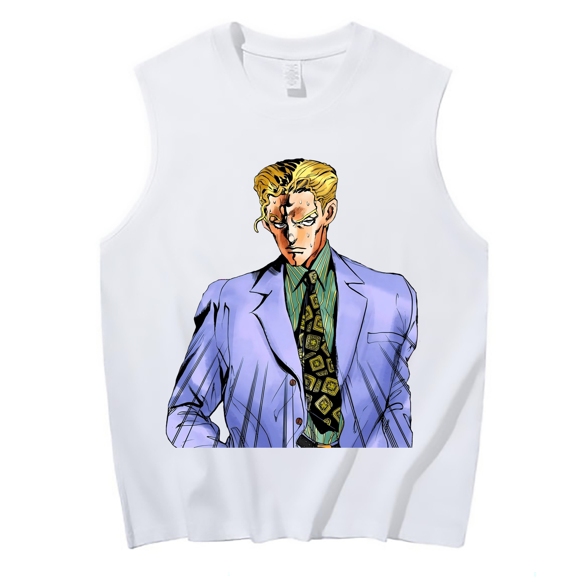 （画像用） ジョジョの奇妙な冒険 きら よしかげ JoJo's Bizarre Adventure Kira Yoshikage コットン100％タンクトップ（フロントプリント）