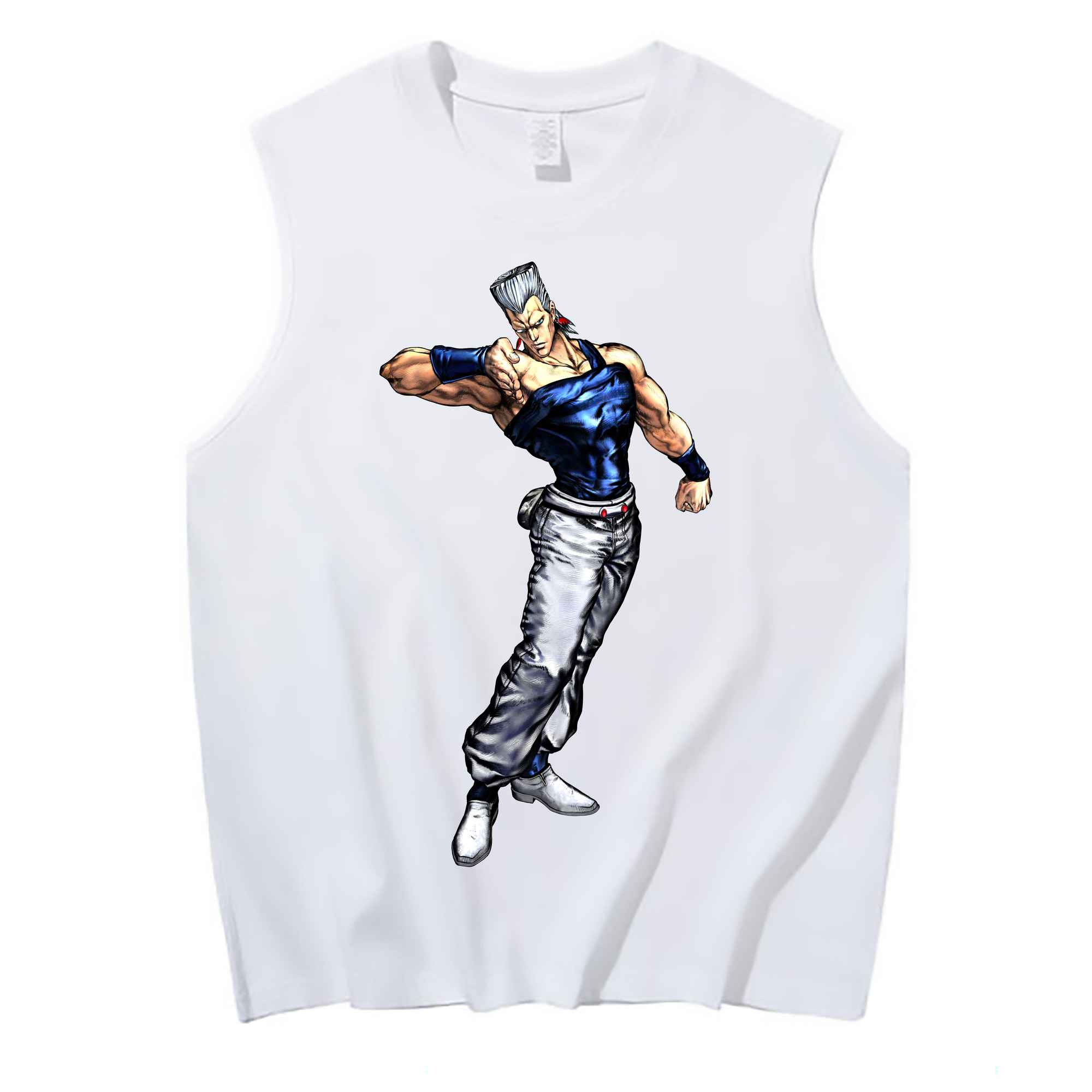 （画像用） ジョジョの奇妙な冒険 ジャン＝ピエール?ポルナレフ JoJo's Bizarre Adventure Jan Pierre Polnareff コットン100％タンクトップ（フロントプリント）