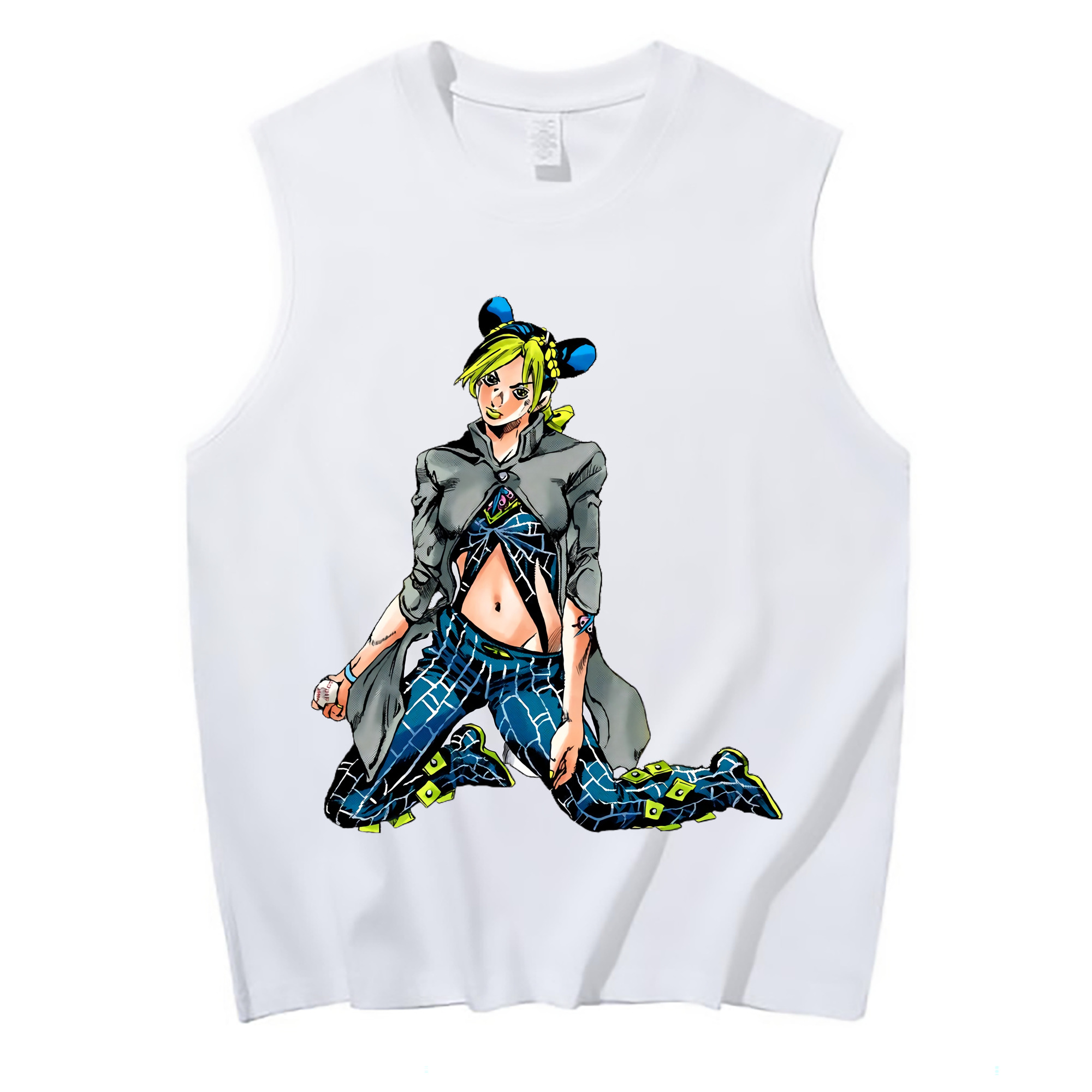（画像用） "ジョジョの奇妙な冒険 くうじょう ジョリーン JoJo's Bizarre Adventure Jolyne Cujoh " コットン100％タンクトップ（フロントプリント）