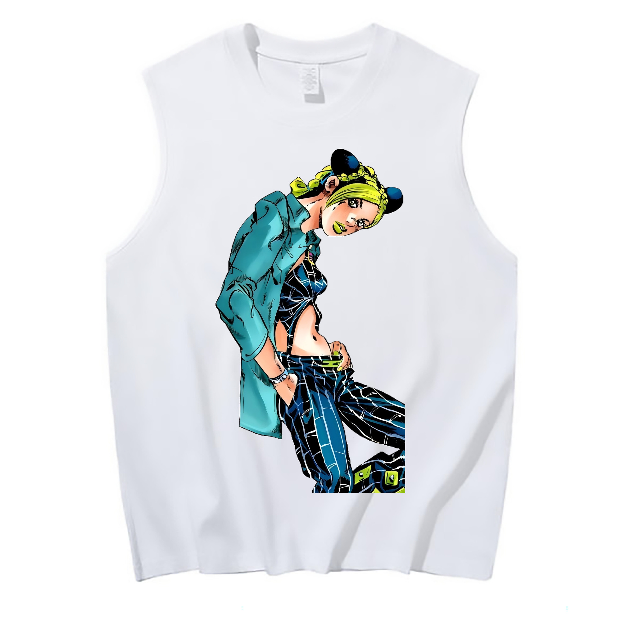（画像用） "ジョジョの奇妙な冒険 くうじょう ジョリーン JoJo's Bizarre Adventure Jolyne Cujoh " コットン100％タンクトップ（フロントプリント）