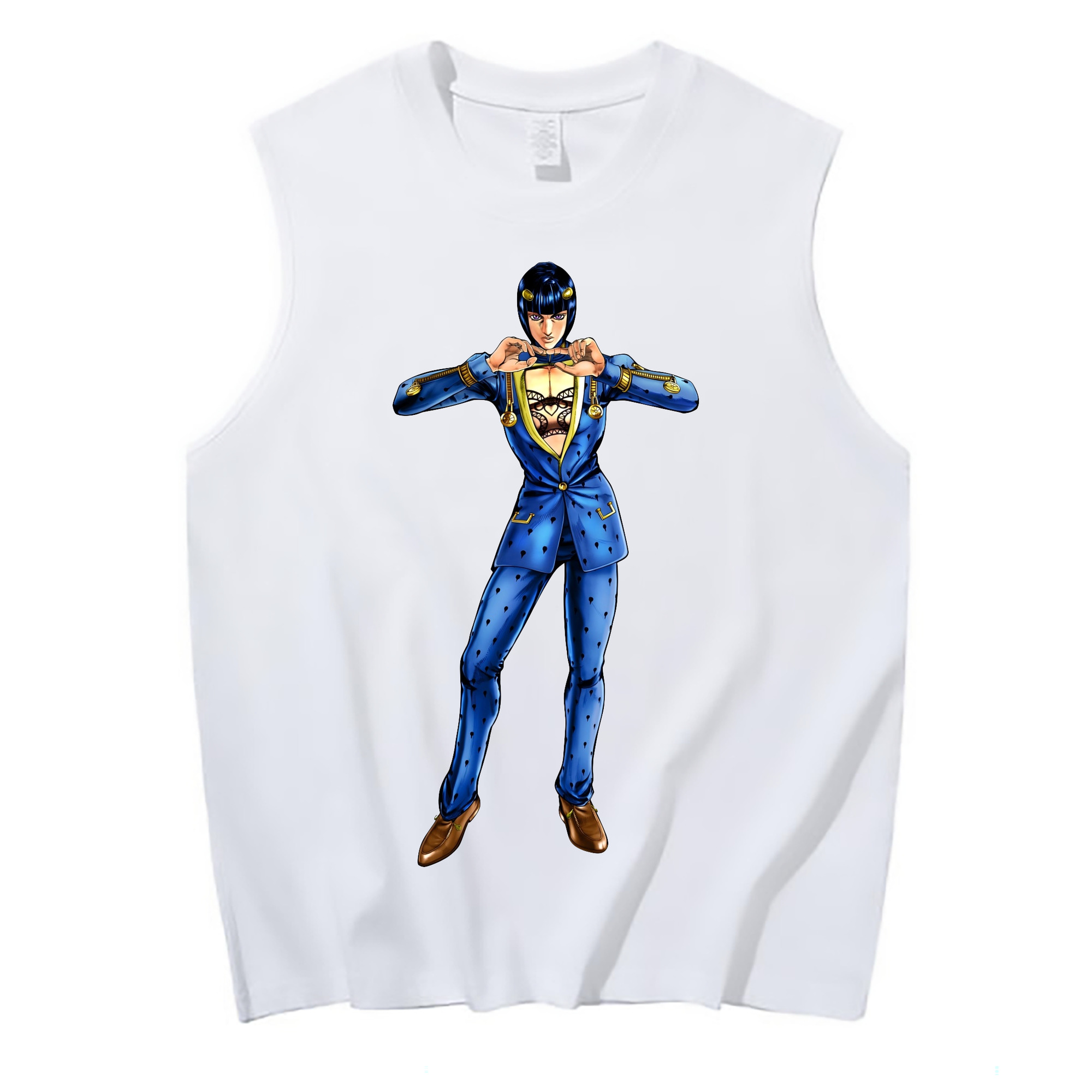 （画像用） ジョジョの奇妙な冒険 ブローノ?ブチャラティ JoJo's Bizarre Adventure Bruno Bucciarati コットン100％タンクトップ（フロントプリント）