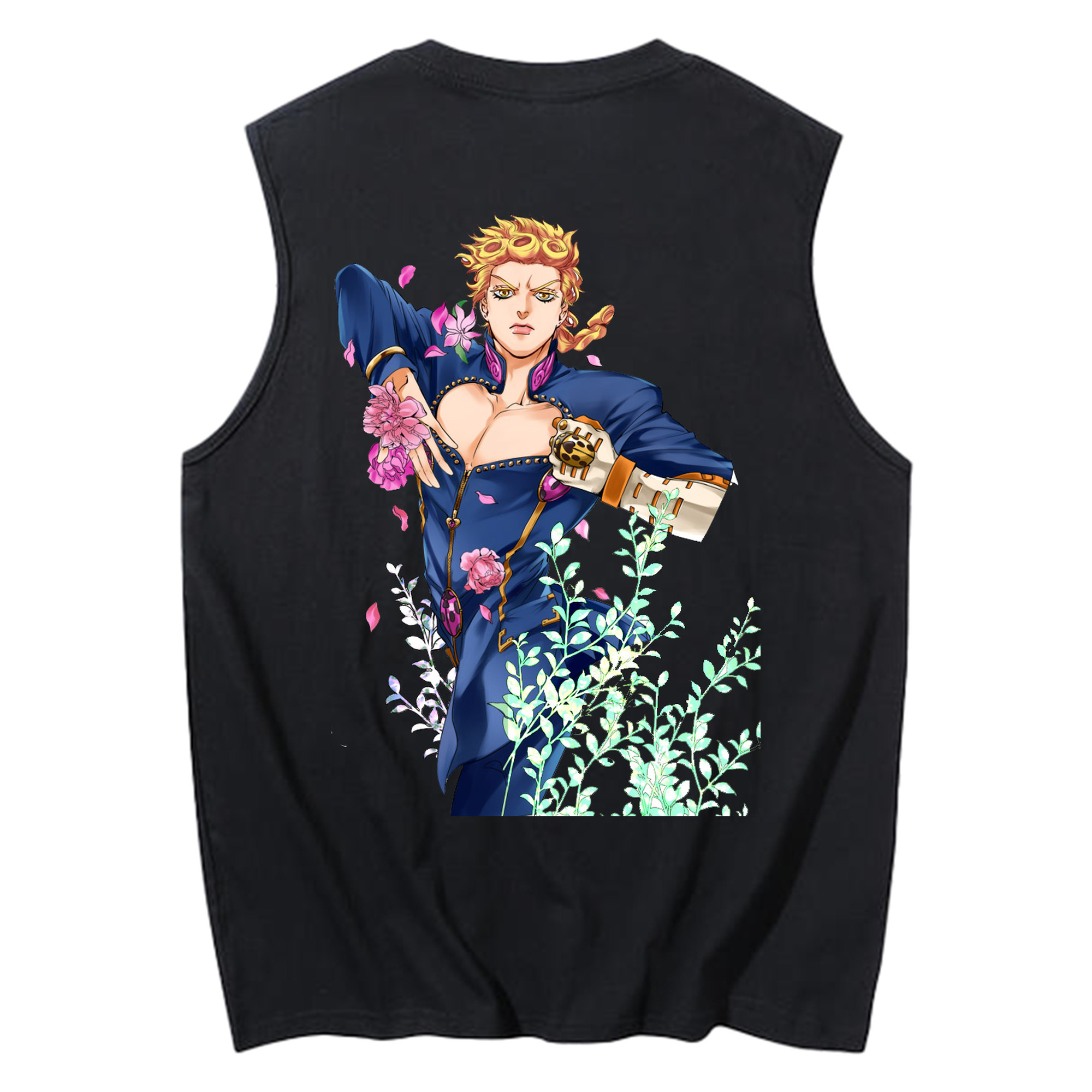 （画像用） ジョジョの奇妙な冒険 ジョルノ?ジョバァーナ JoJo's Bizarre Adventure Giorno Giovanna コットン100％タンクトップ（背面プリント）